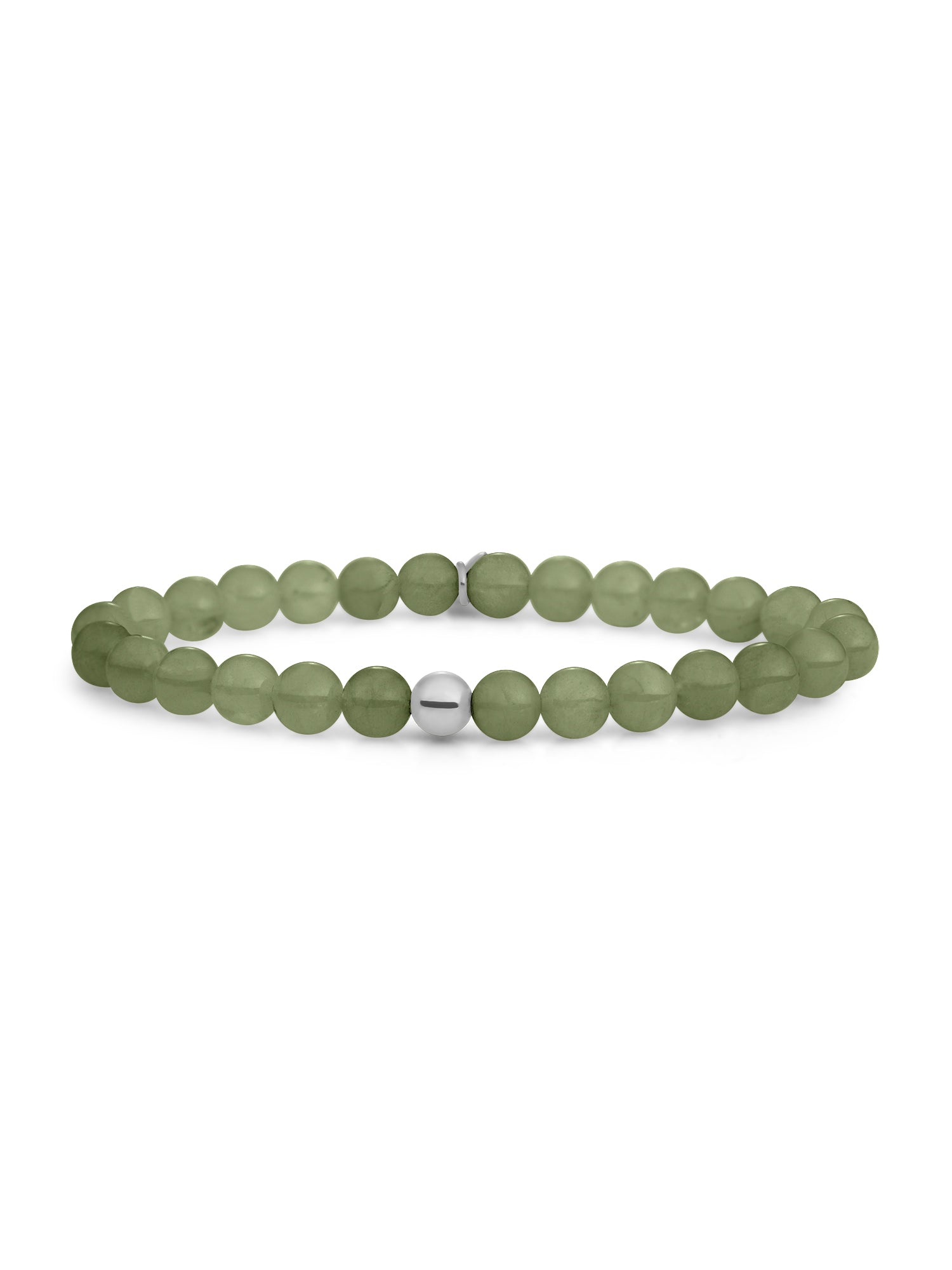 Saturn Armband Large Lime Jade - Rhodium Plated