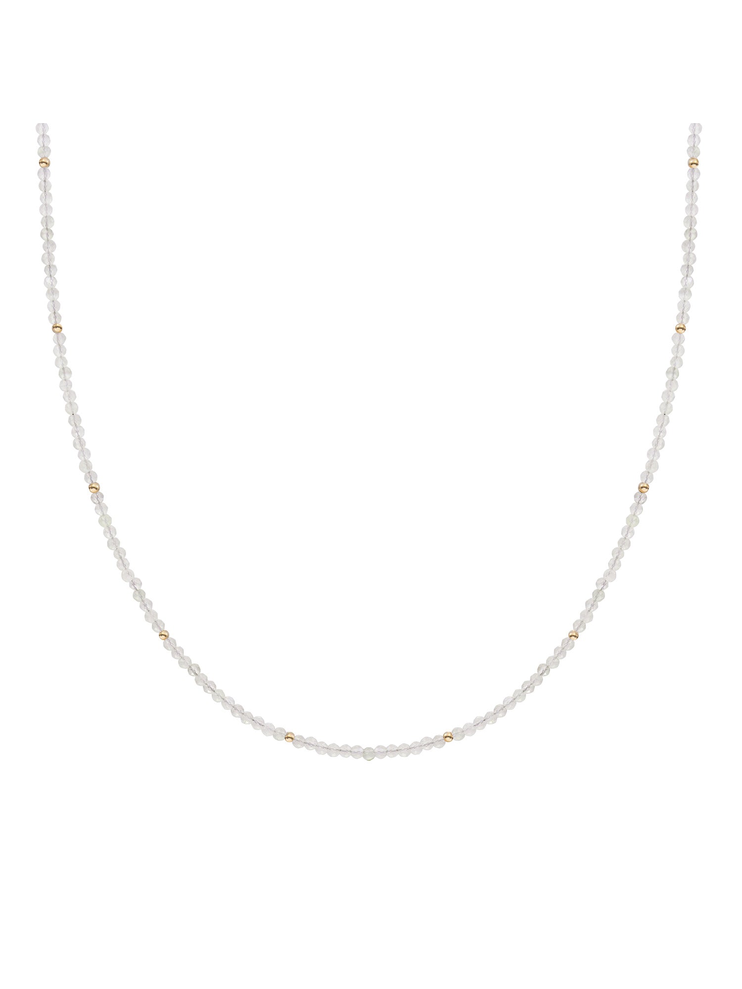 Kralen Ketting 2mm Moonstone 42cm +2cm - Gold Plated
