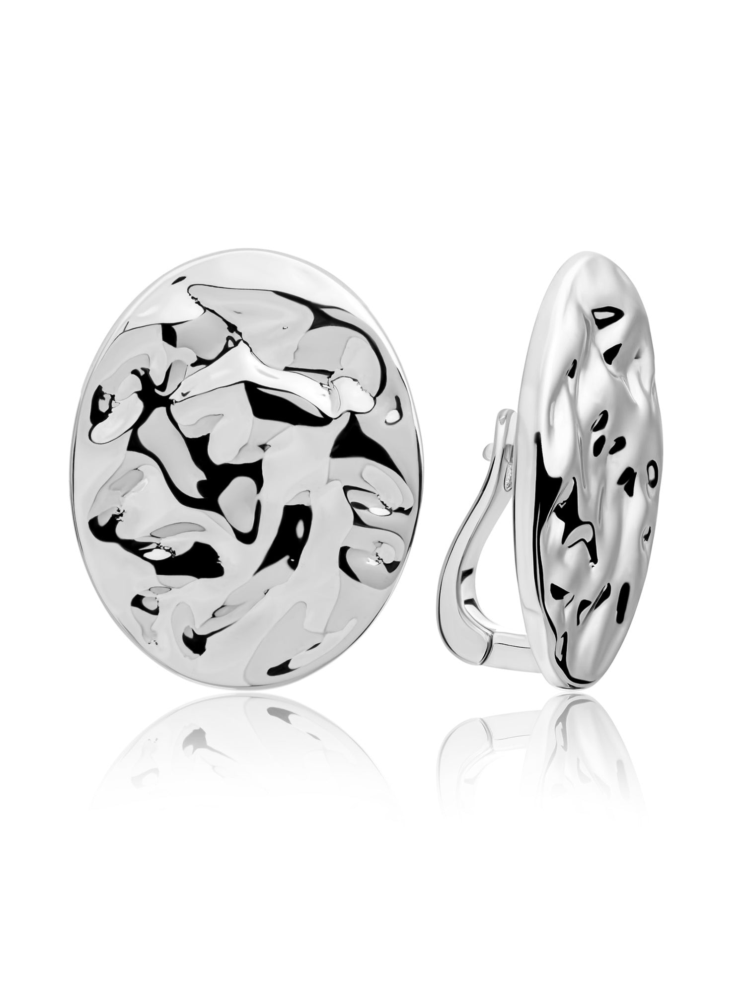 Fuse Push Back Oorbellen - Rhodium Plated