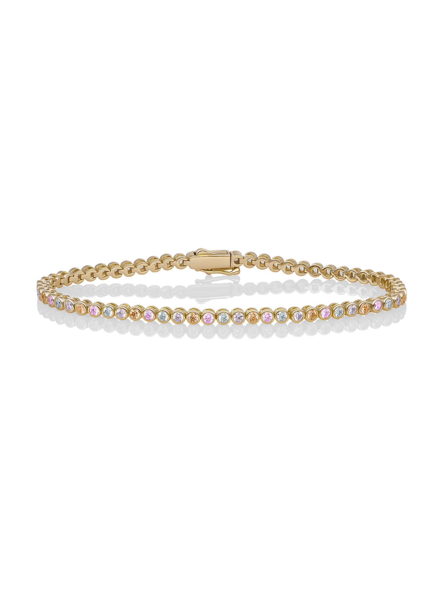 Tennis Armband Multicoloured Zirconia - Pastel - Gold Plated / M