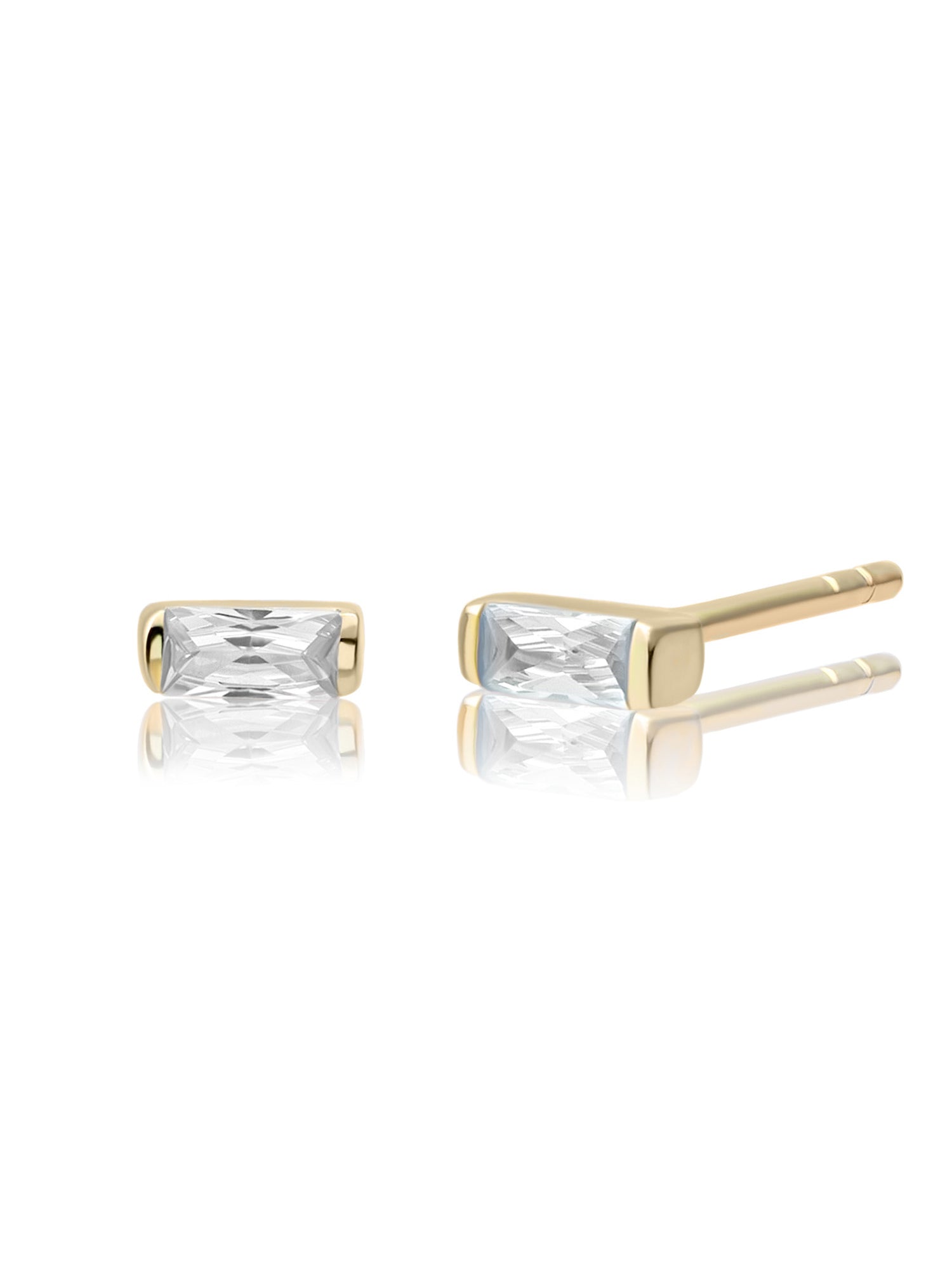 Baguette Studs Zirconia - Gold Plated