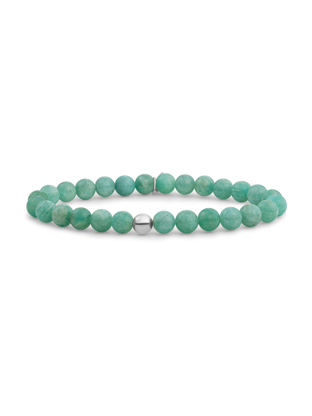Saturn Armband Large Rich Green Amazonite - Rhodium Plated