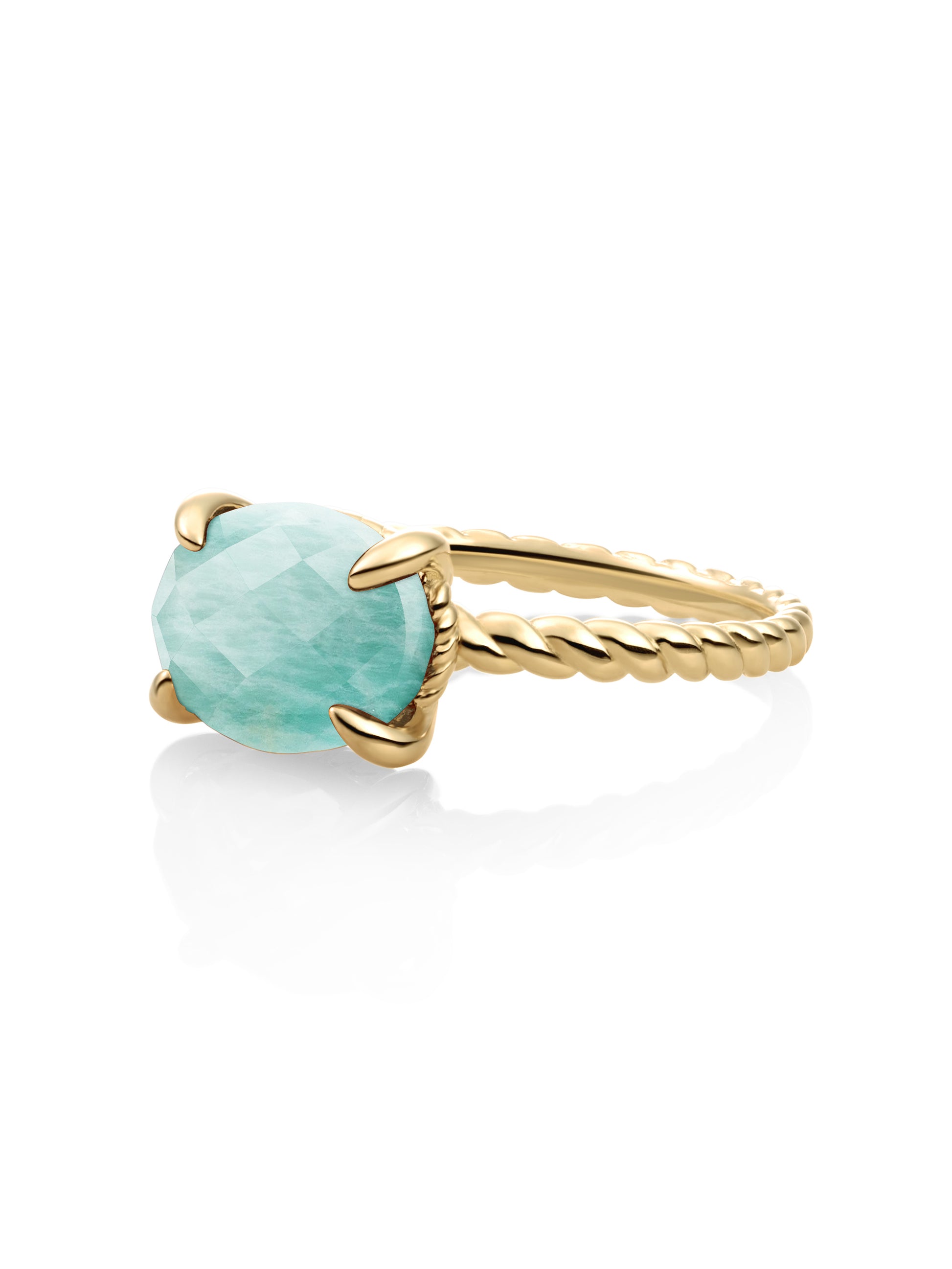 Twist Ring Rich Green Amazonite 9K Goud - 52