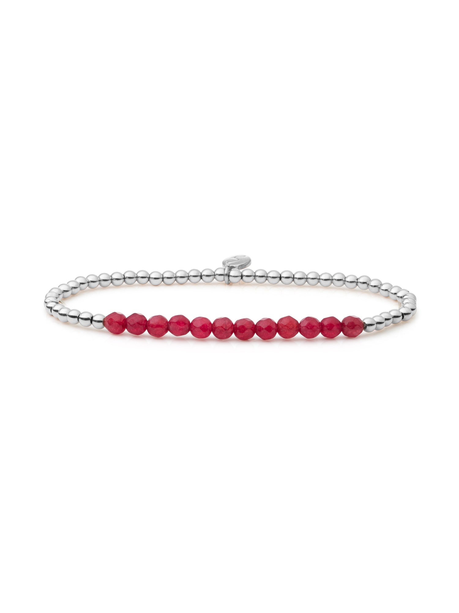 Universe Armband Red Jade - Rhodium Plated