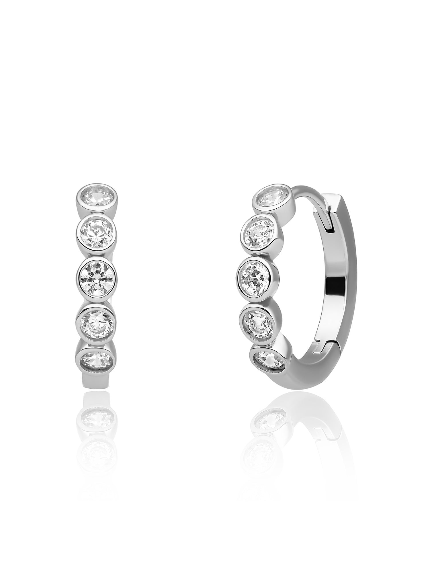 Tube Creolen Zirconia - Rhodium Plated
