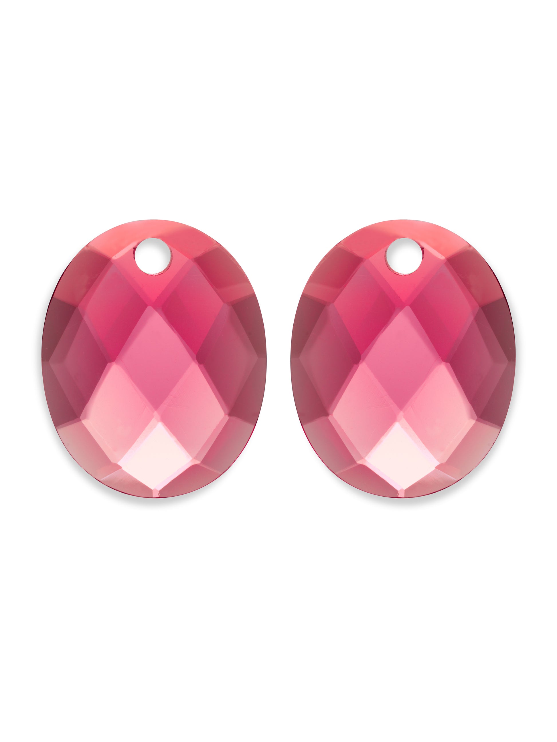 Oorbel Edelstenen Large Oval Fuchsia Quartz - Oorbel Edelstenen Large Oval Fuchsia Quartz
