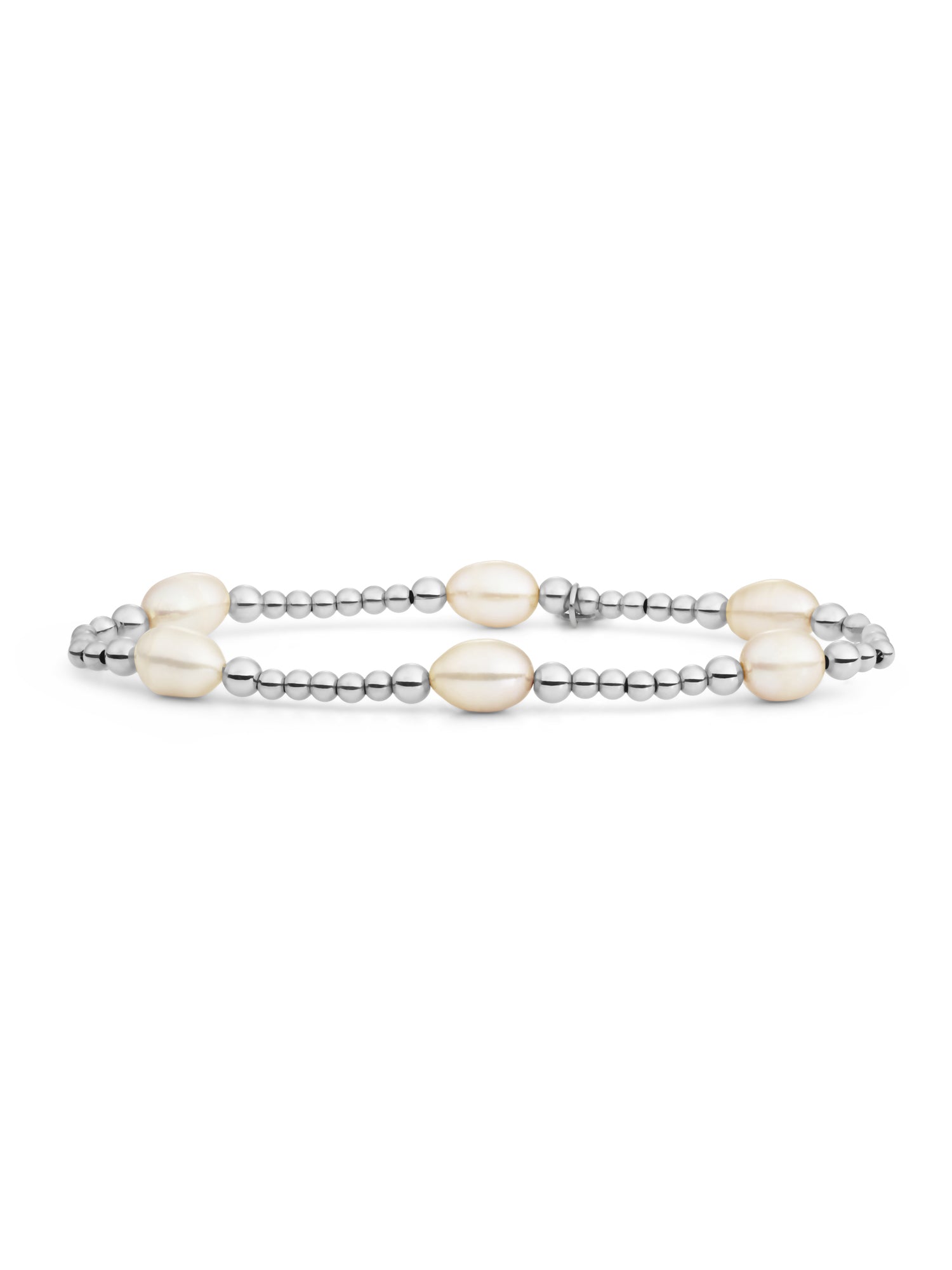 Reverse Bold Mix Armband Pearl - Rhodium Plated