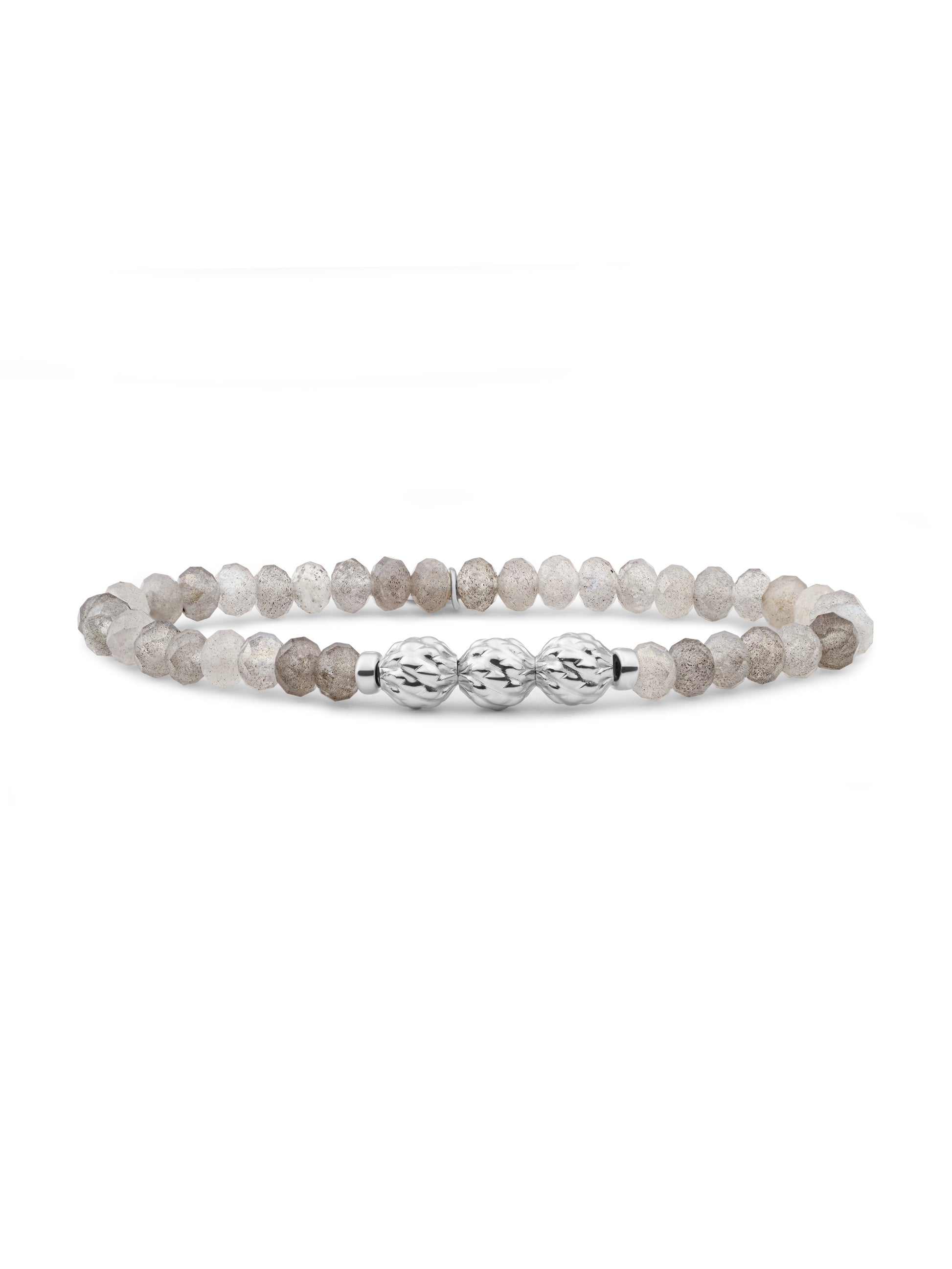 Fuse Beads Armband Labradorite - Rhodium Plated