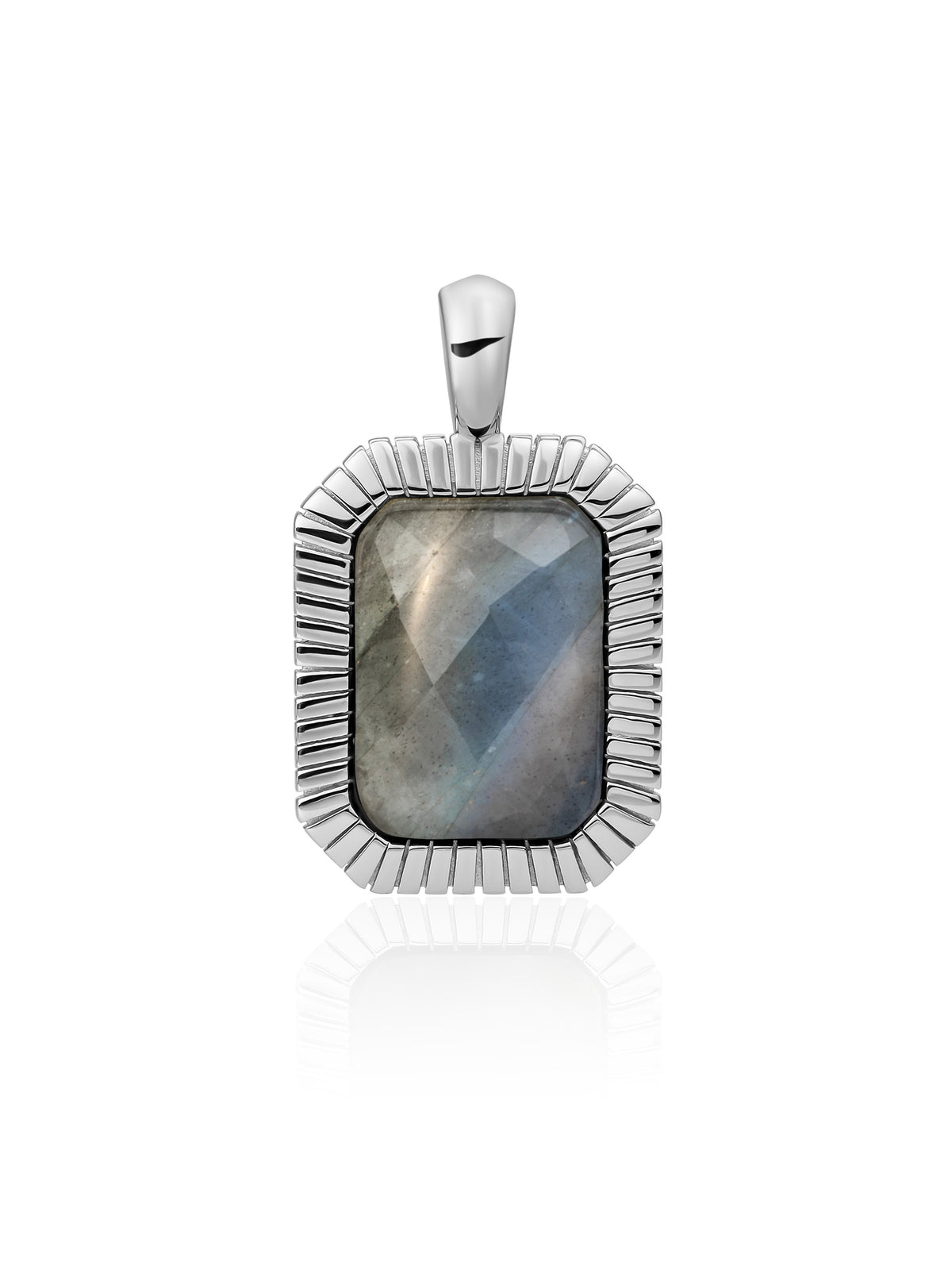Baguette Pendant Labradorite - Rhodium Plated