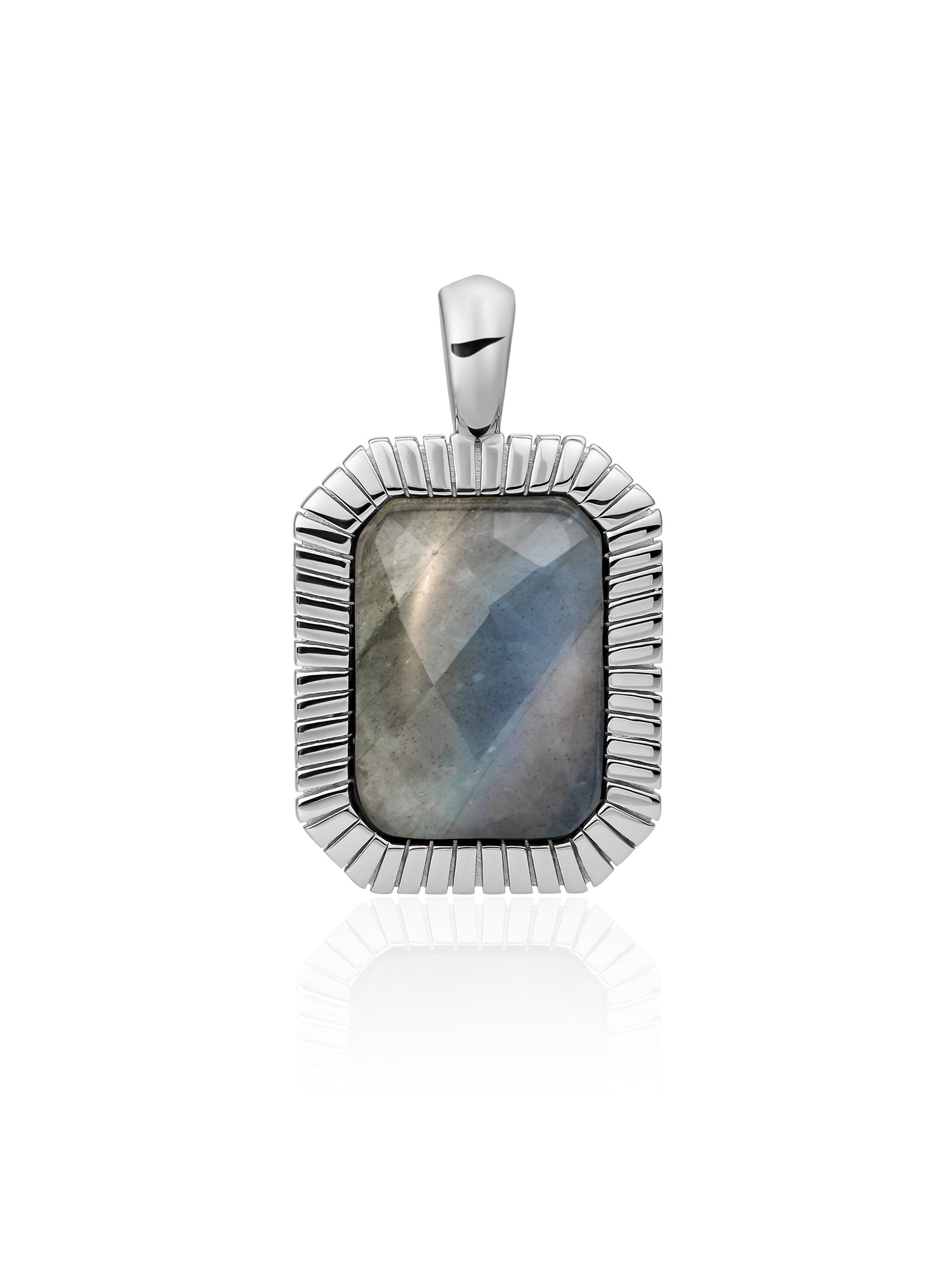 Baguette Pendant Labradorite - Rhodium Plated