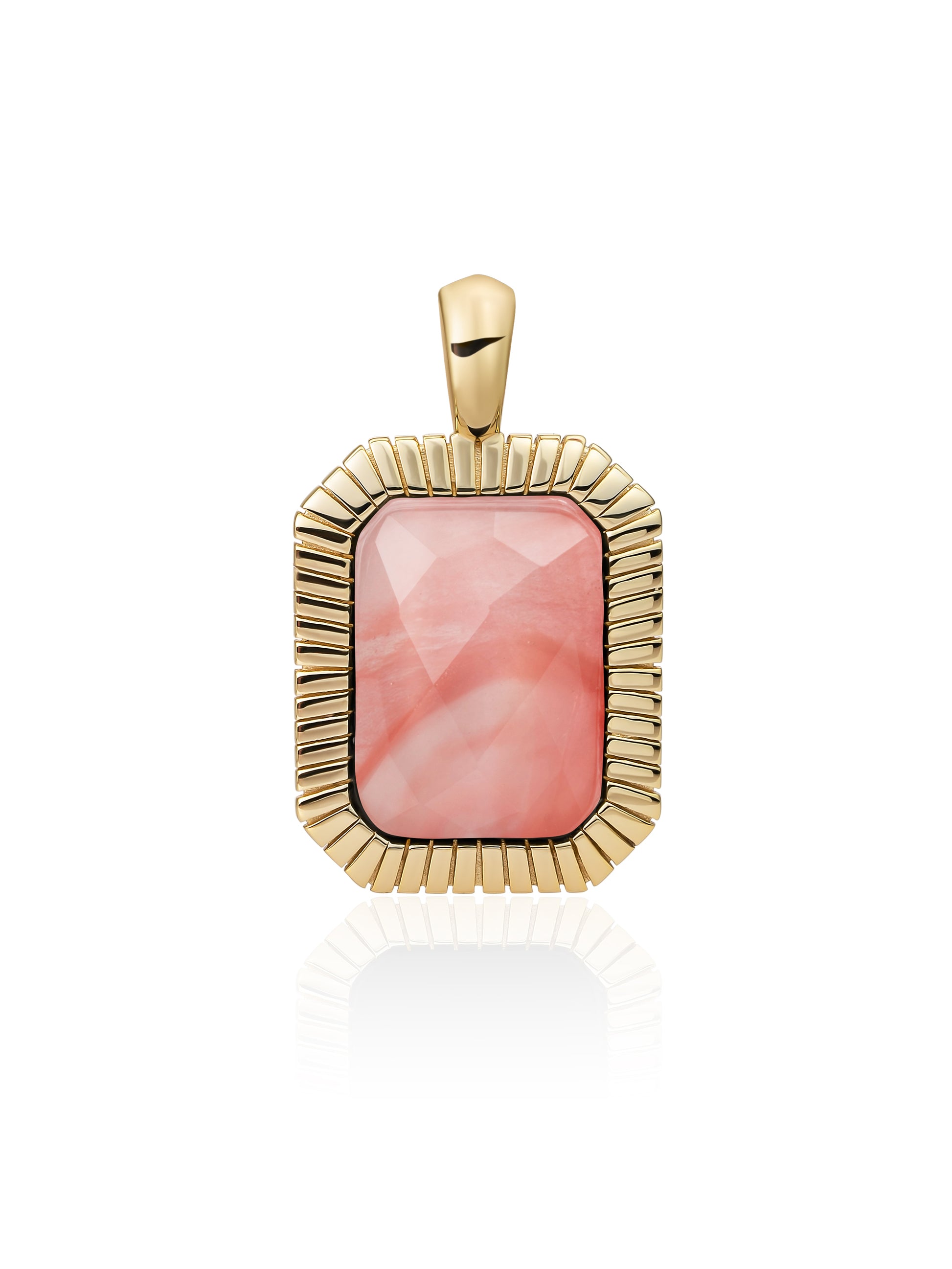 Baguette Pendant Cherry Quartz - Gold Plated