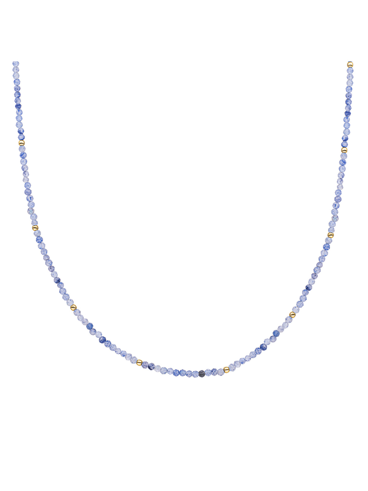 Kralen Ketting 2mm Blue Aventurine 42cm +2cm - Gold Plated