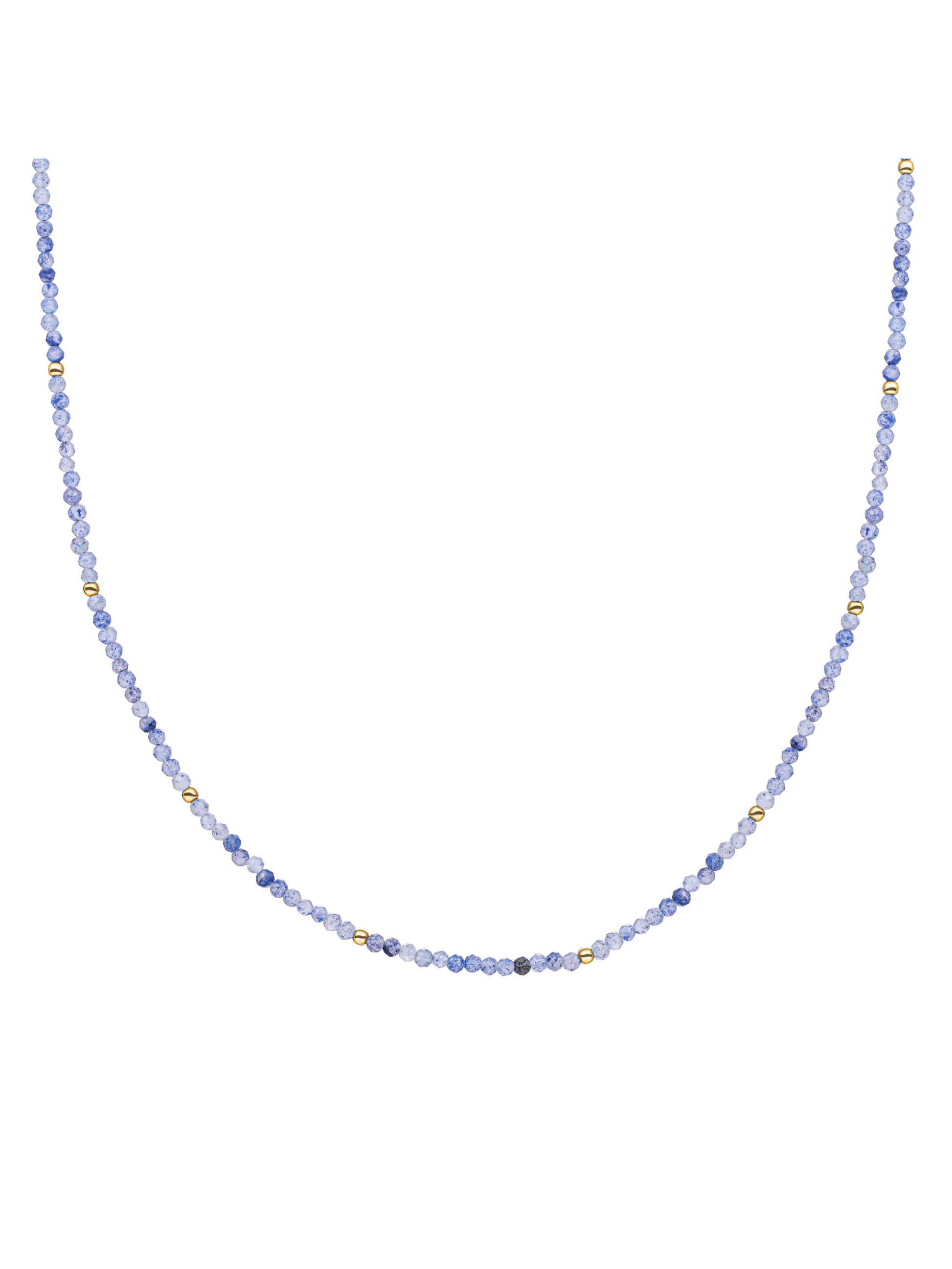 Kralen Ketting 2mm Blue Aventurine 42cm +2cm - Gold Plated