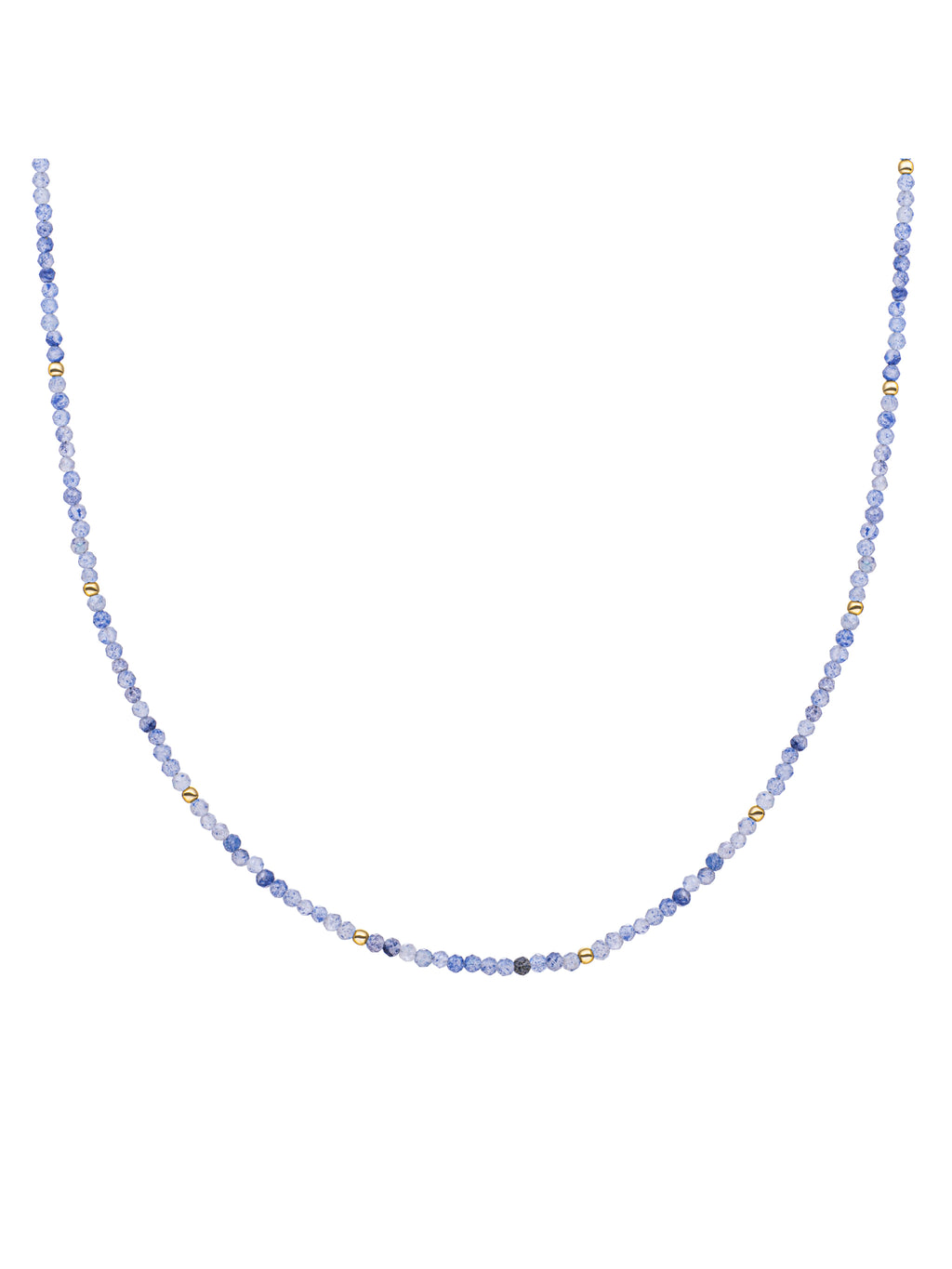 Kralen Ketting 2mm Blue Aventurine 42cm +2cm - Gold Plated