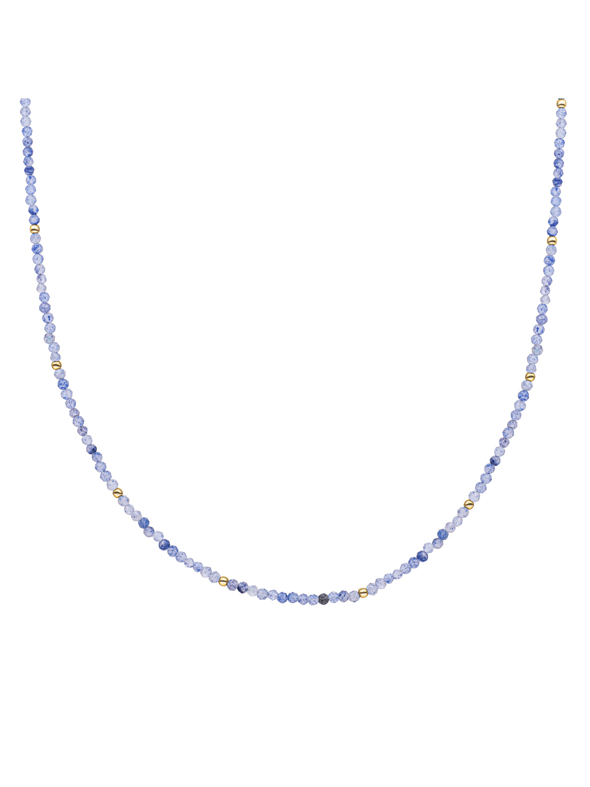 Kralen Ketting 2mm Blue Aventurine 42cm +2cm - Gold Plated