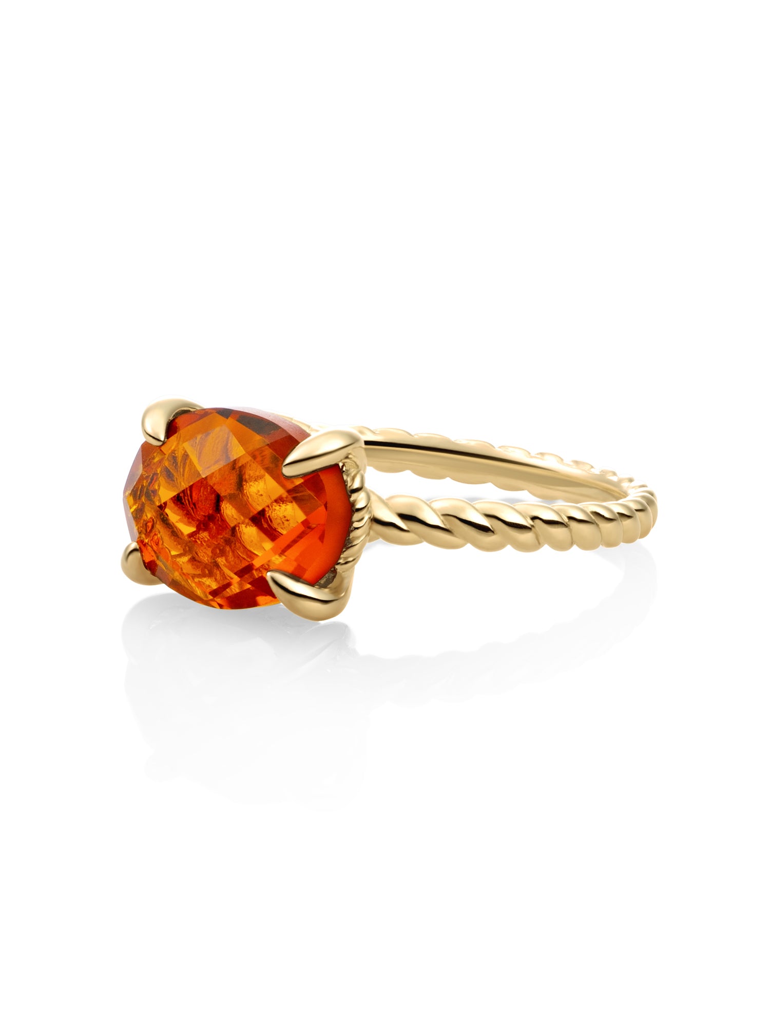 Twist Ring Citrine Quartz 9K Goud - 58
