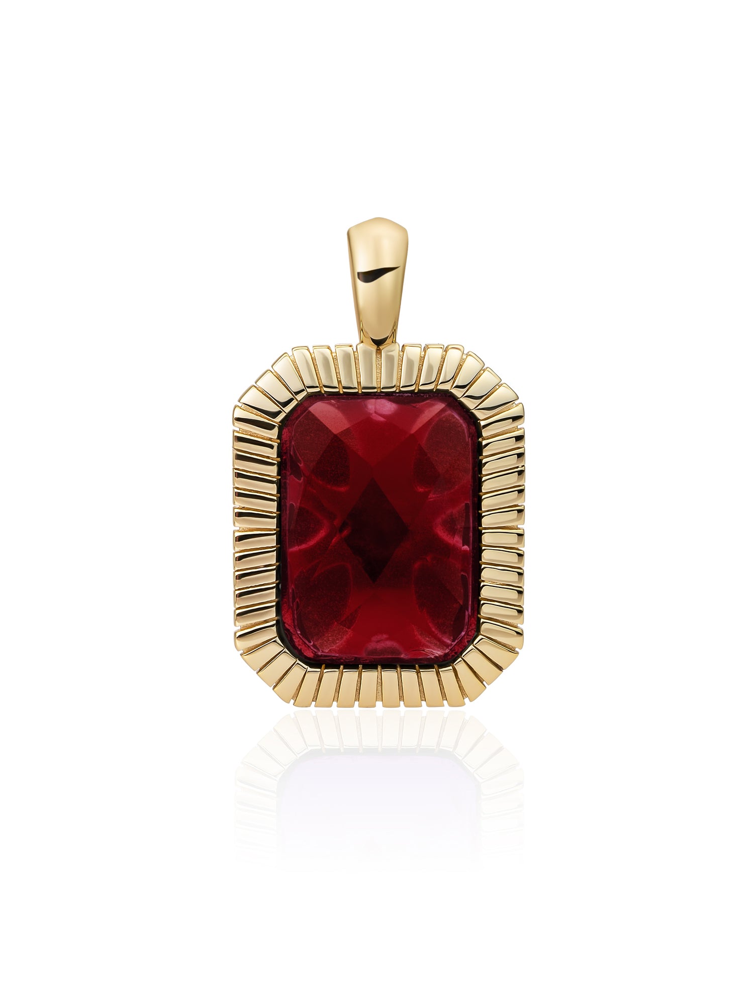 Baguette Pendant Ruby Quartz - Gold Plated