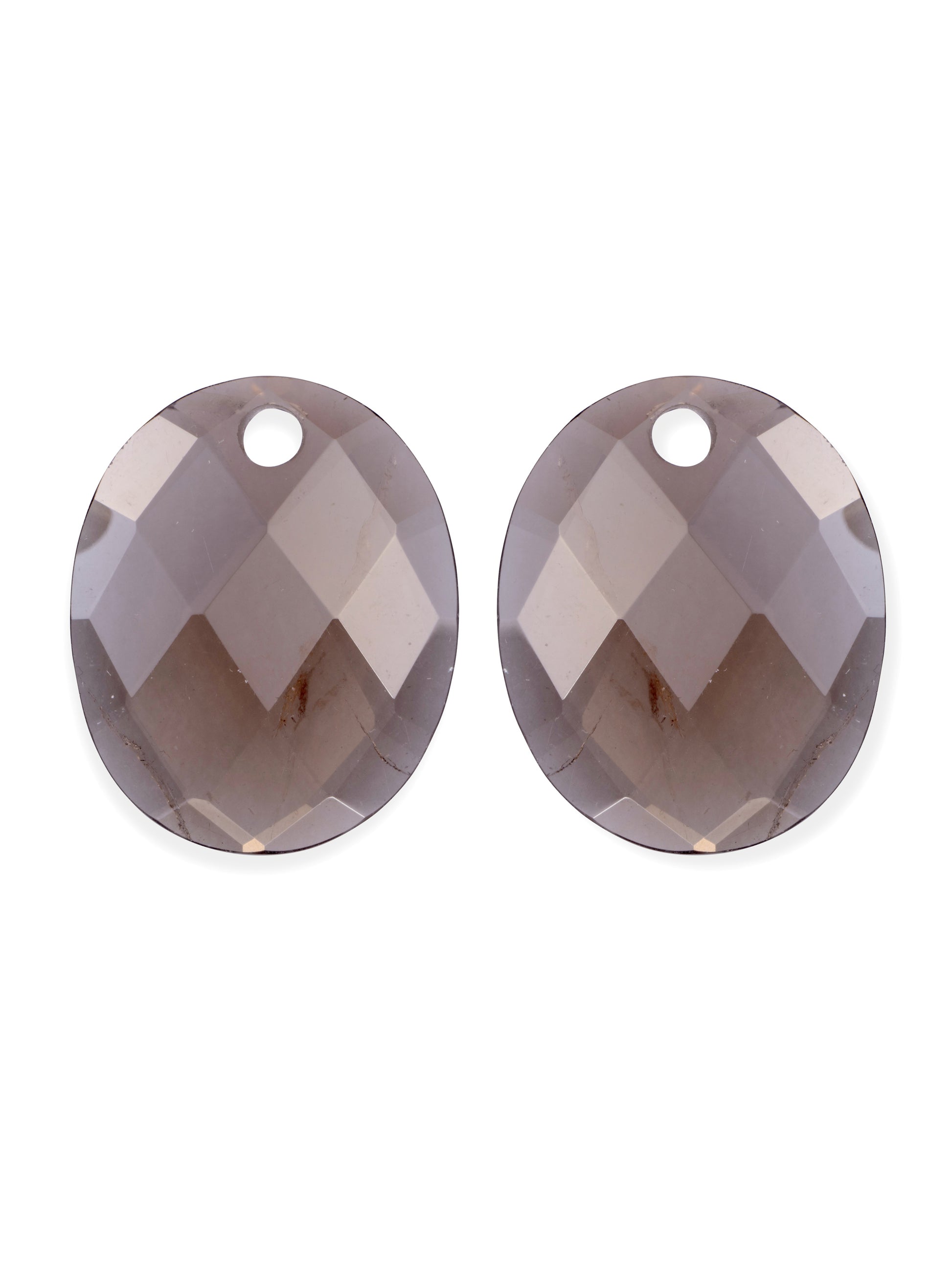 Oorbel Edelstenen Large Oval Smoky Quartz - Oorbel Edelstenen Large Oval Smoky Quartz