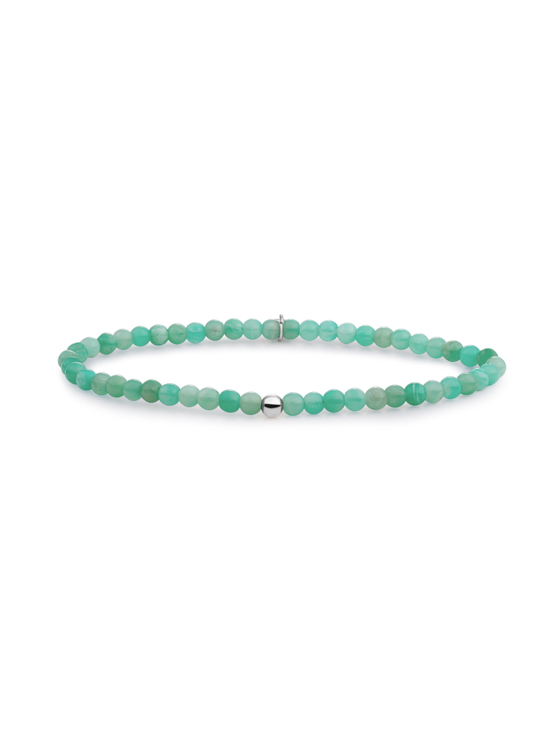 Saturn Armband Small Rich Green Amazonite - 0.00 / 0.00 / Rhodium Plated