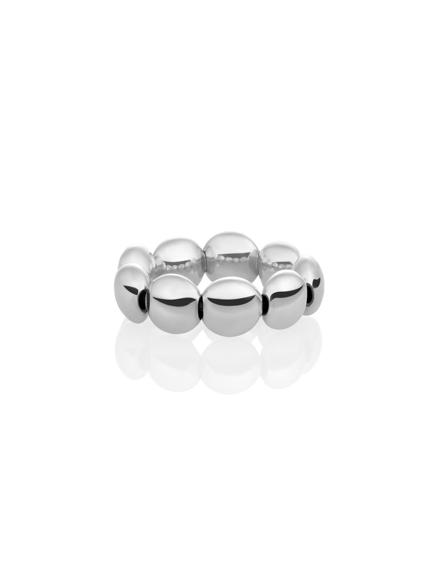 Bubble Beads Ring - Rhodium Plated