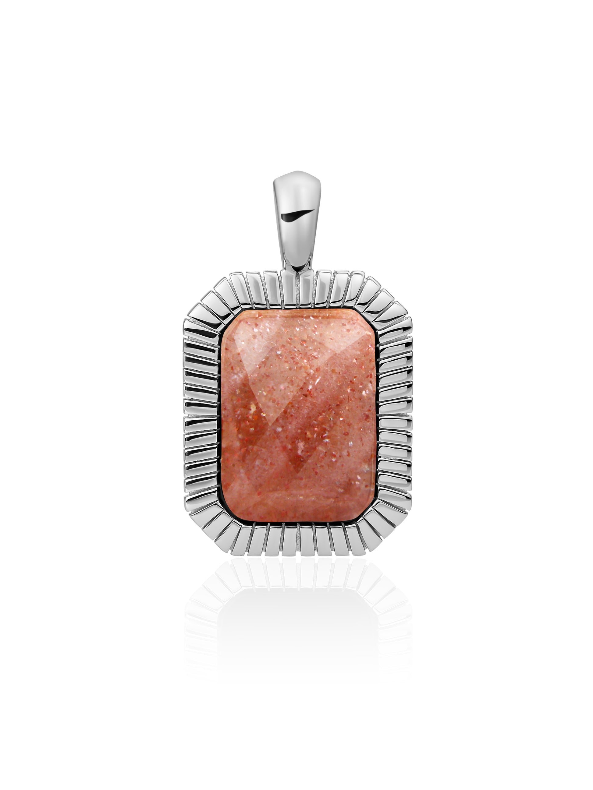 Baguette Pendant Sunstone - Rhodium Plated