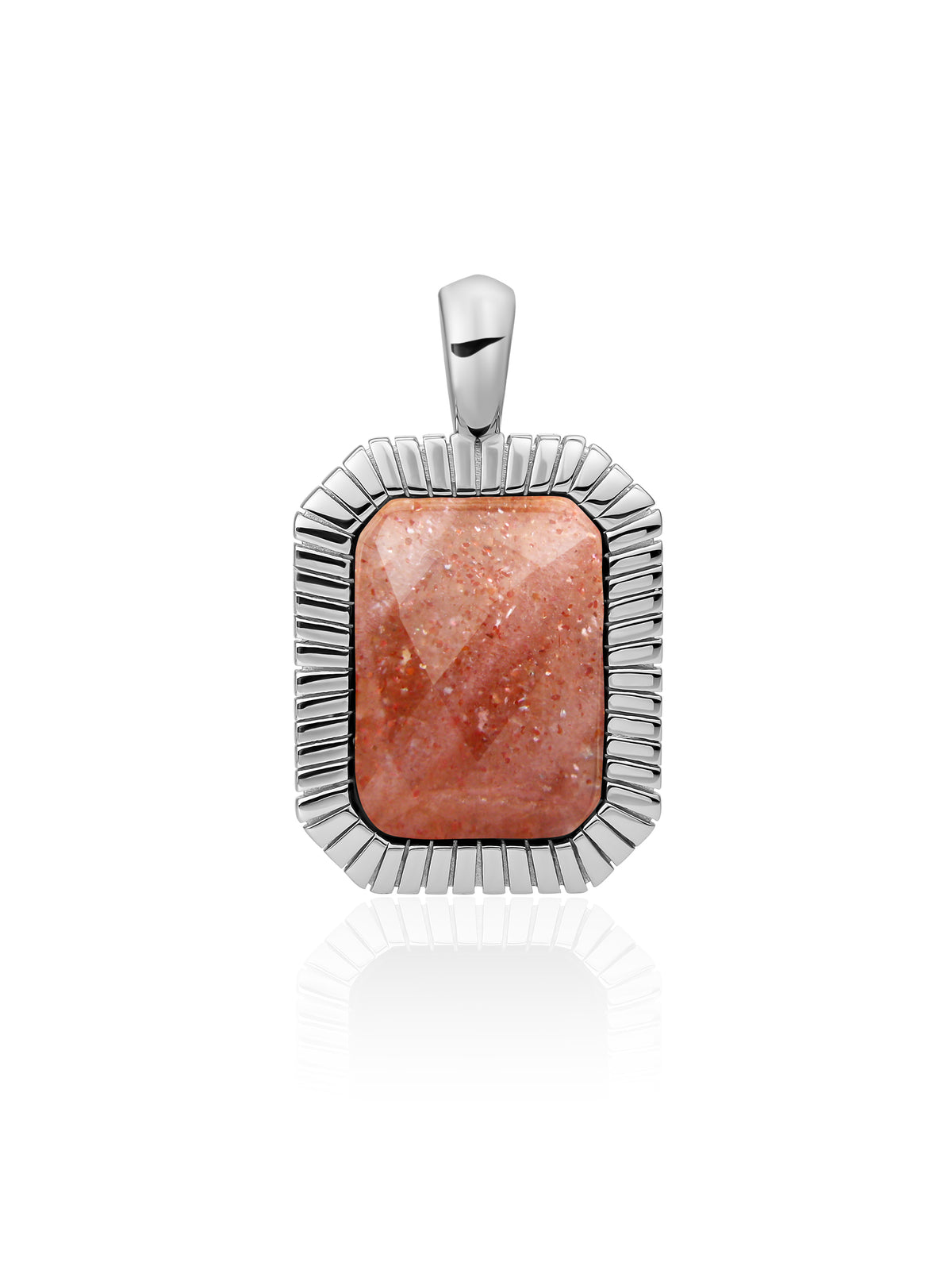 Baguette Pendant Sunstone - Rhodium Plated