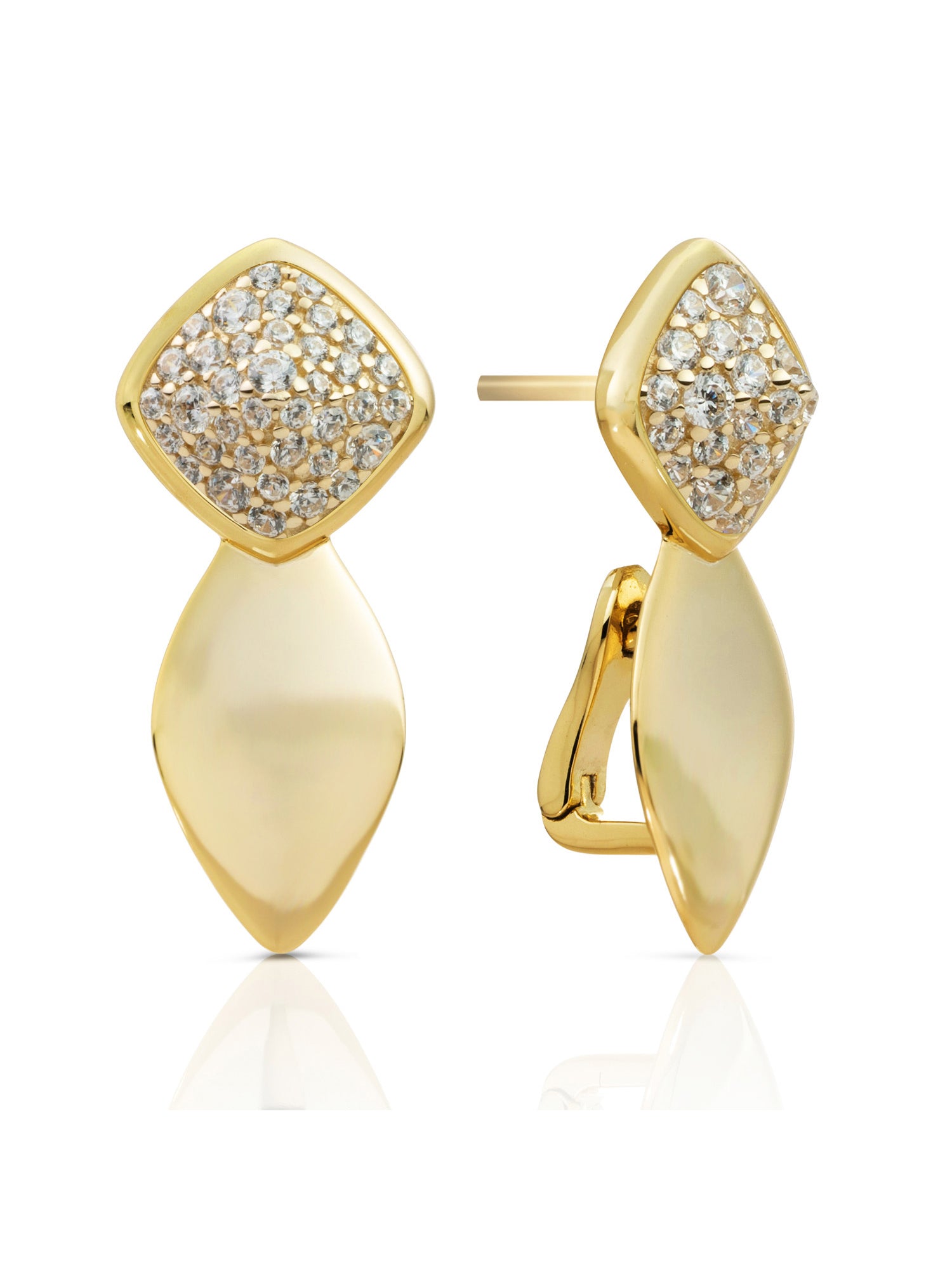 Edge Push Back Oorbellen Zirconia - Gold Plated
