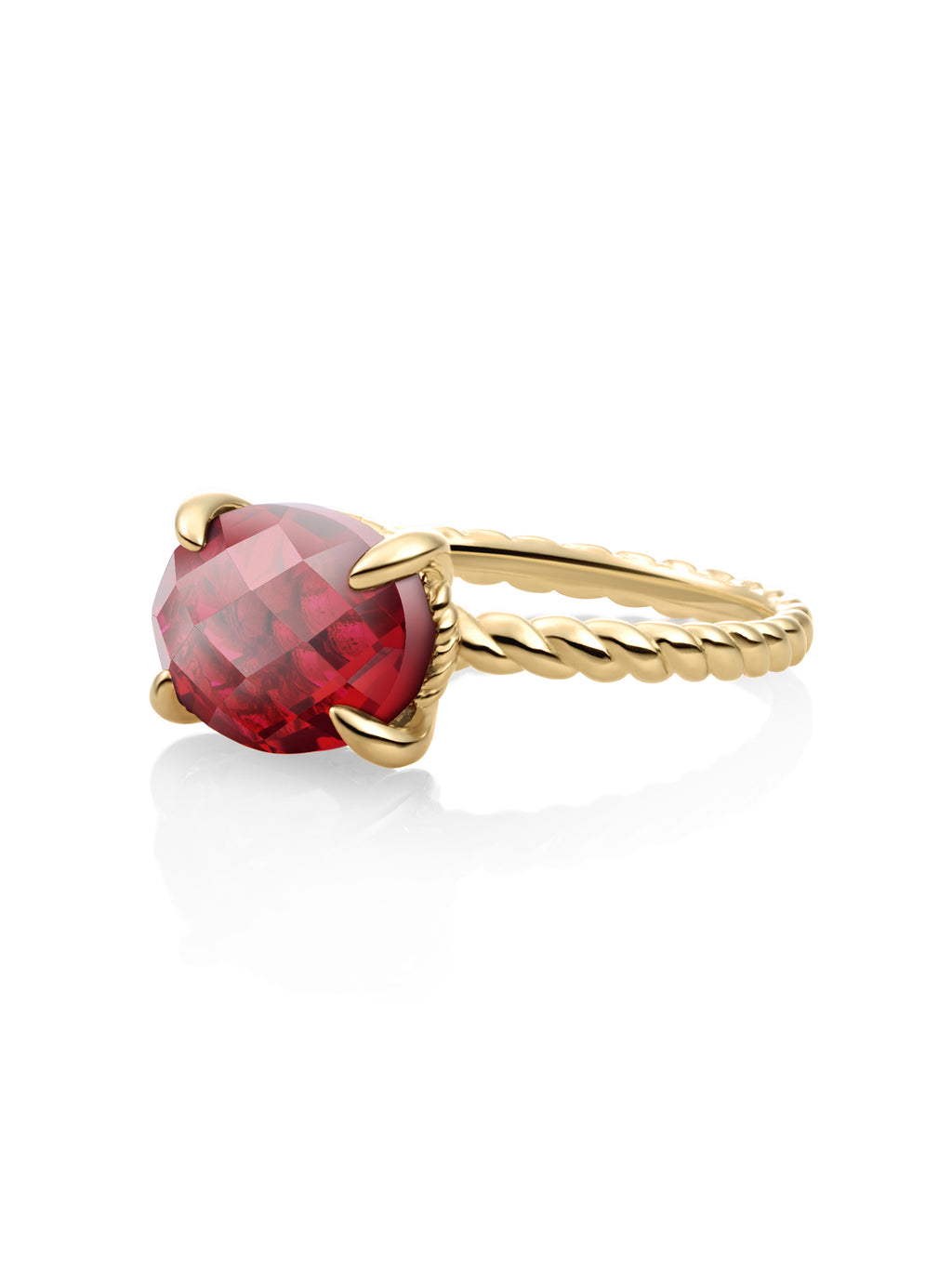 Twist Ring Ruby Quartz 9K Goud - 50