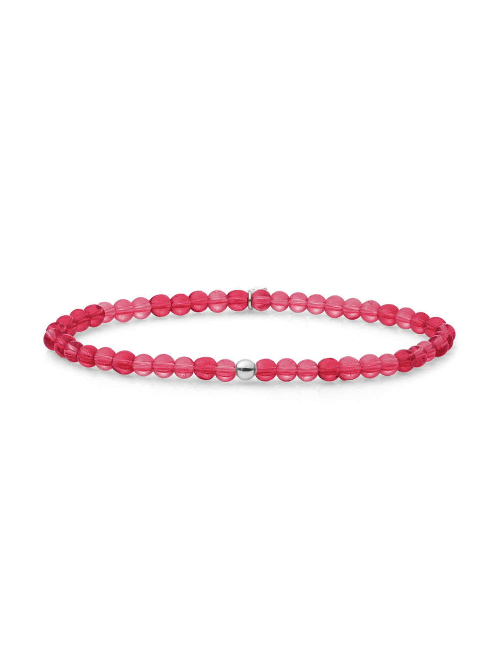 Saturn Armband Small Fuchsia Quartz - Rhodium Plated