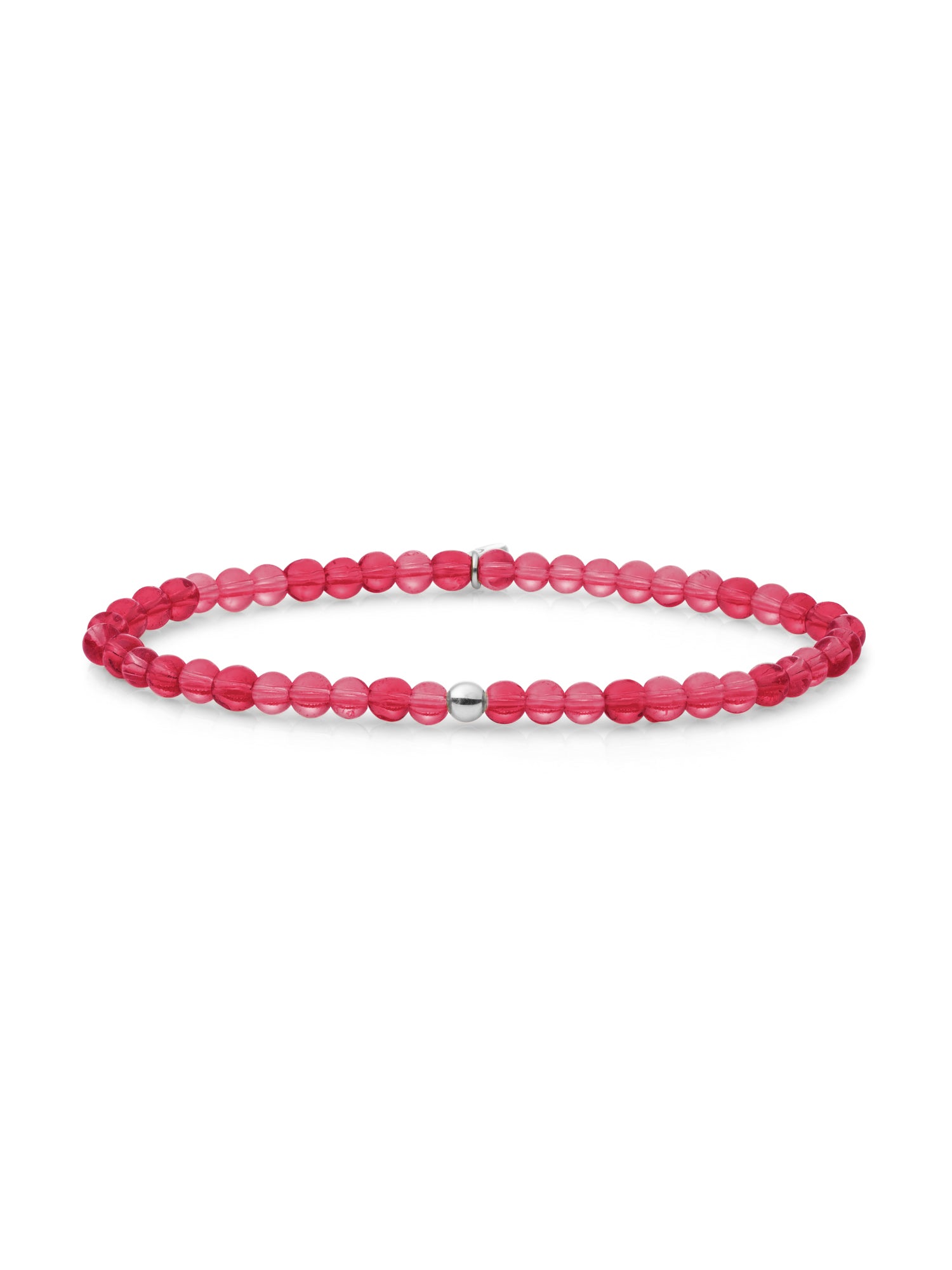 Saturn Armband Small Fuchsia Quartz - Rhodium Plated