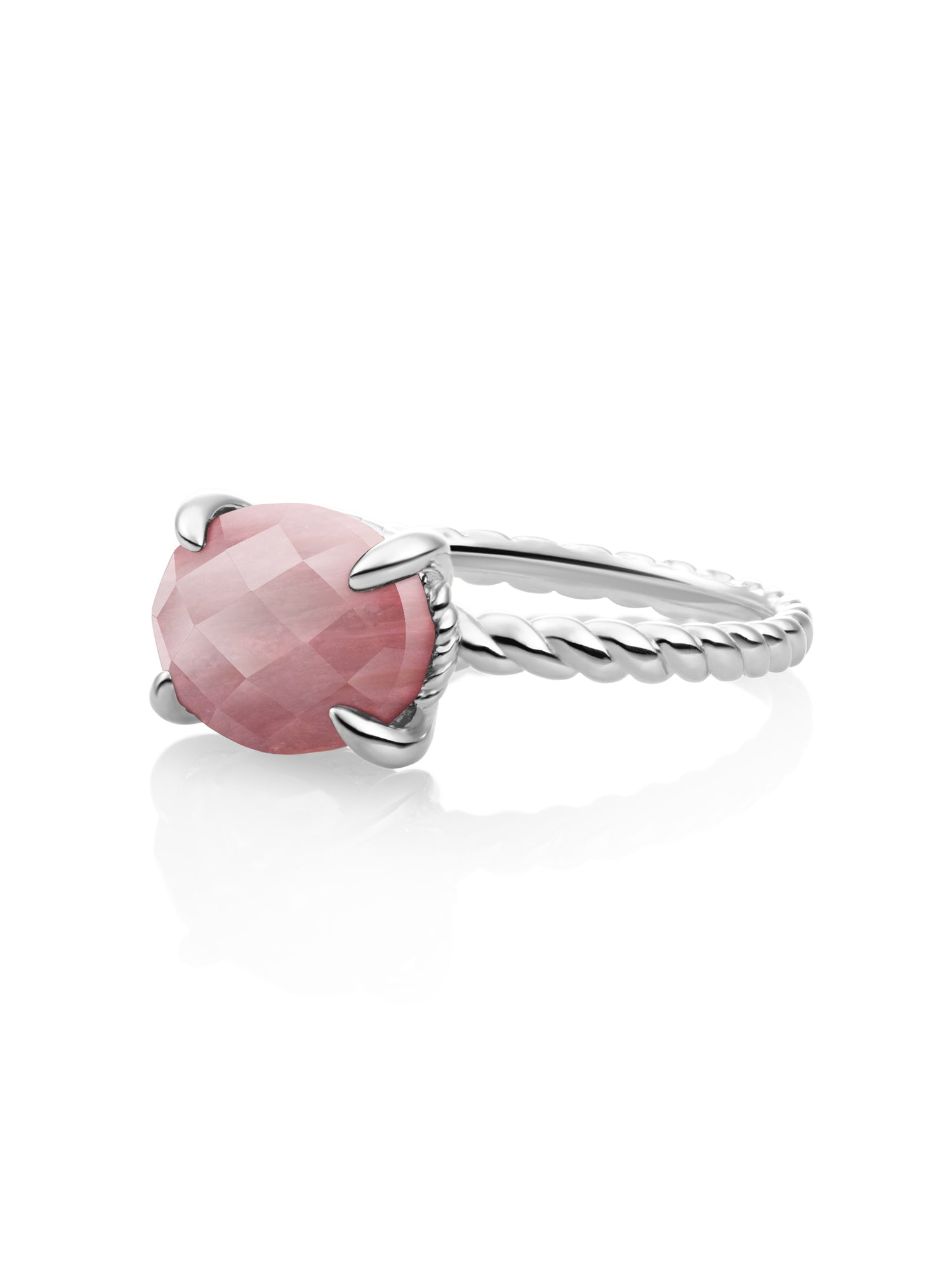 Twist Ring Pink Rhodonite Zilver - 60