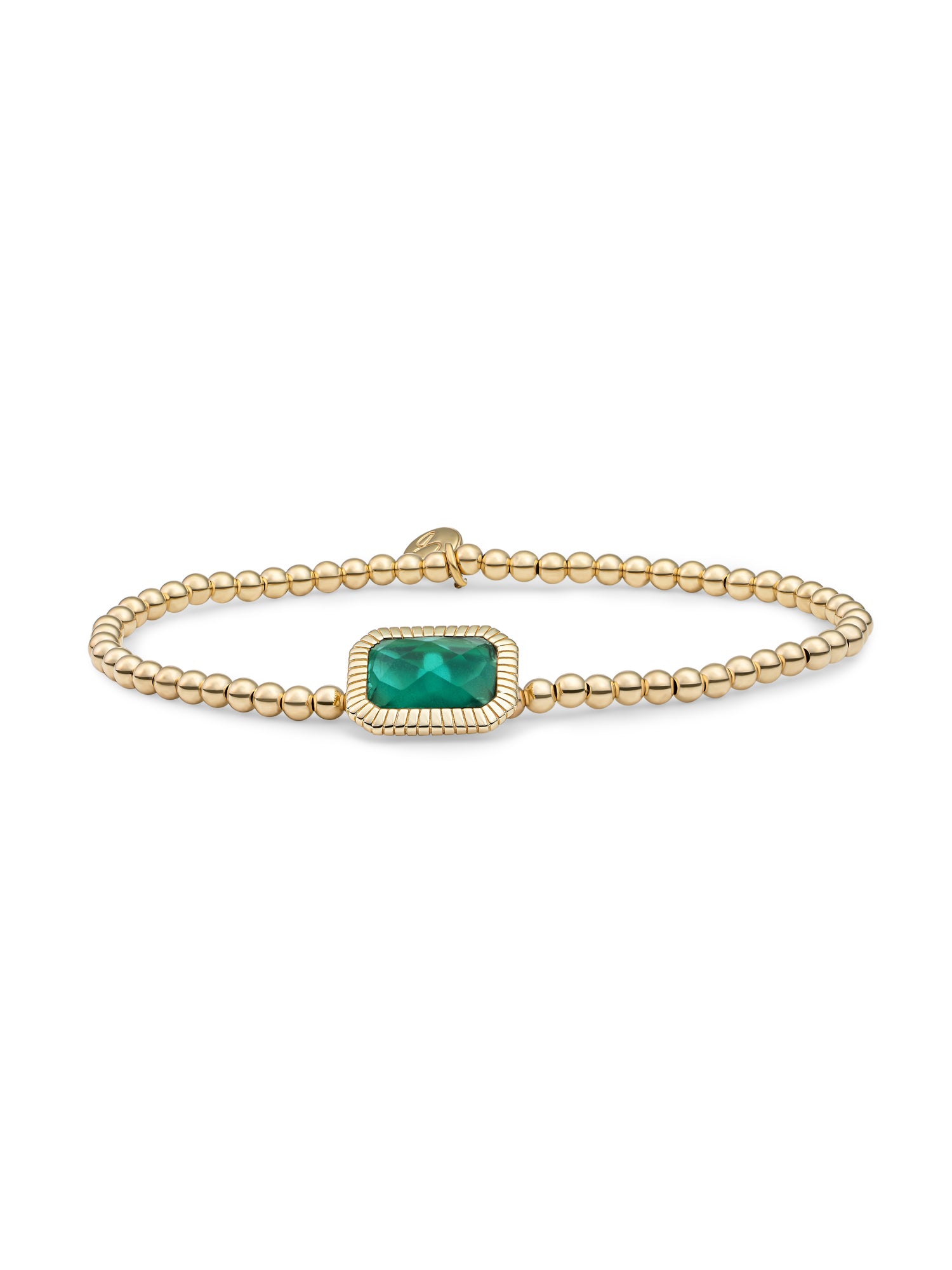 Baguette Armband Petrol Green Quartz - Gold Plated