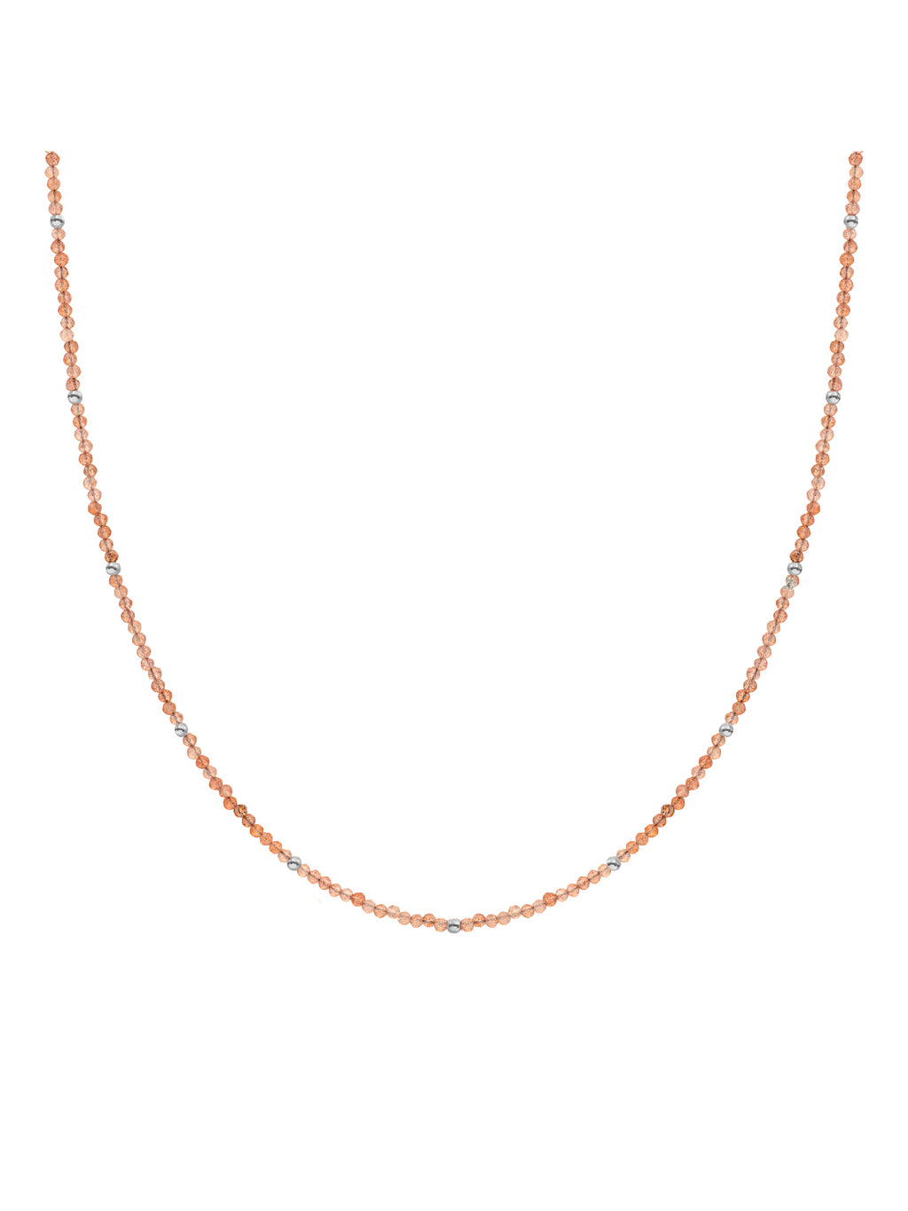 Kralen Ketting 2mm Sunstone 42cm +2cm - 0.00 / 0.00 / Rhodium Plated