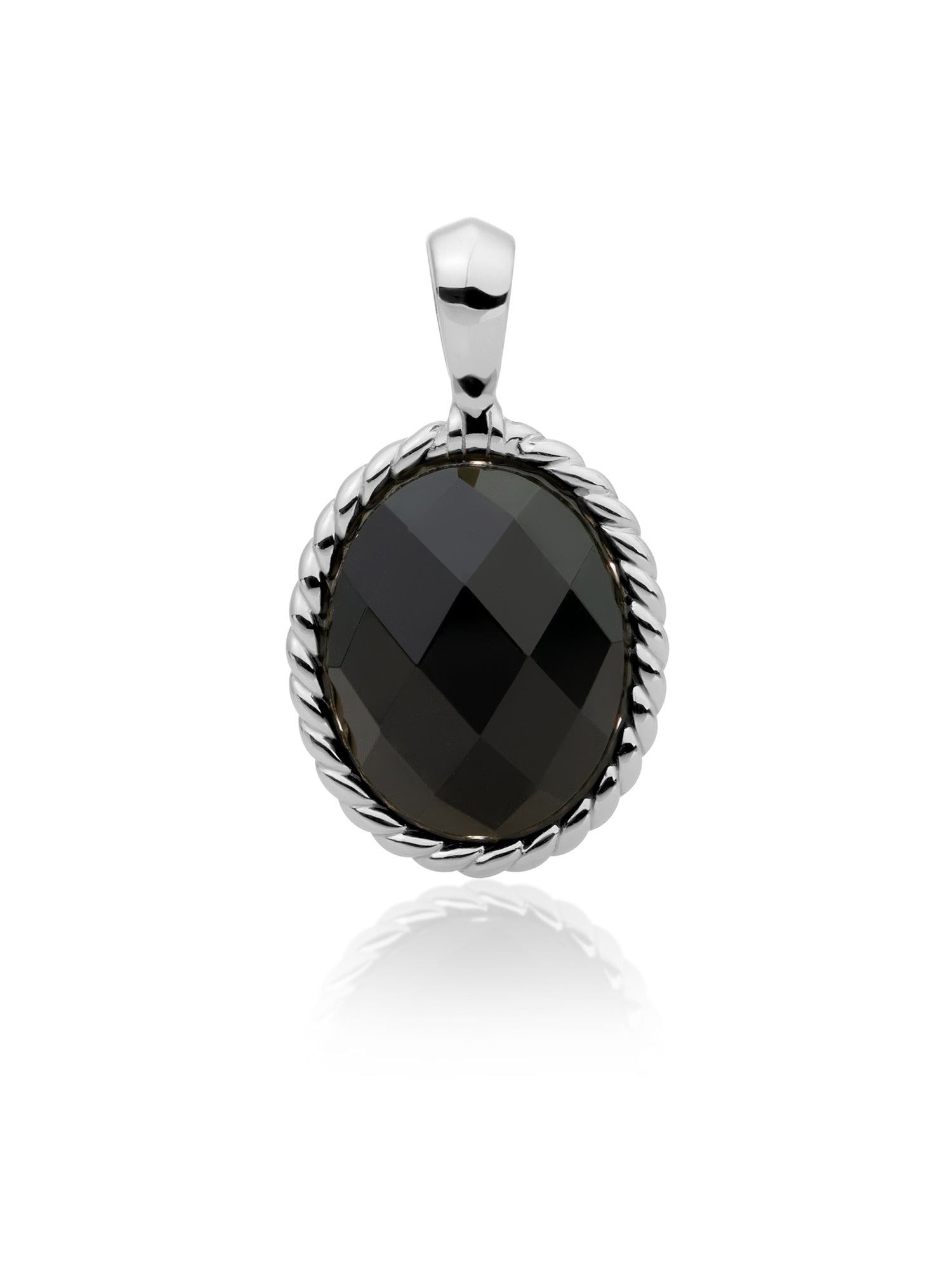 Twist Pendant Onyx - Rhodium Plated