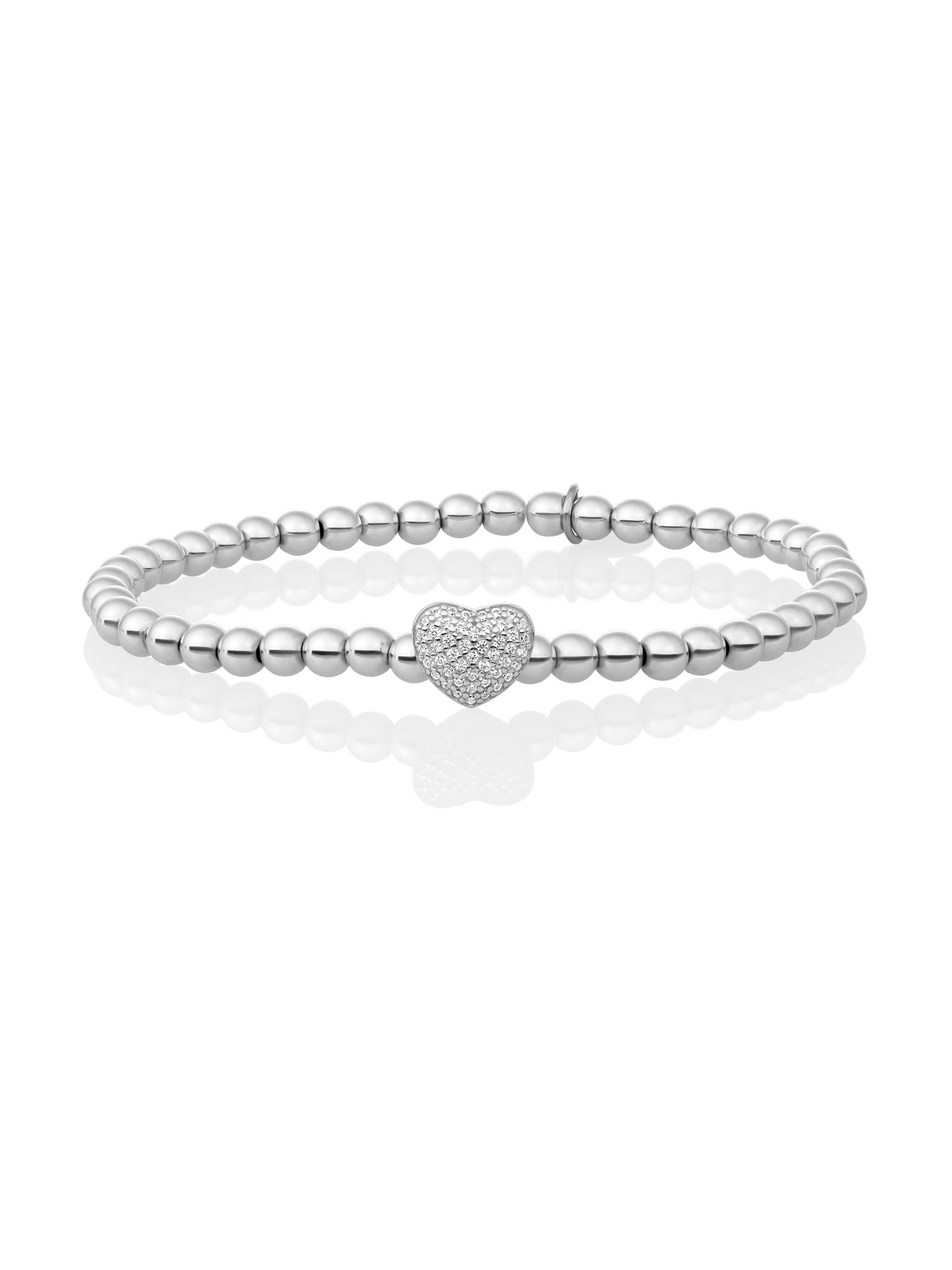 Heart Disc Armband Zirconia - Rhodium Plated