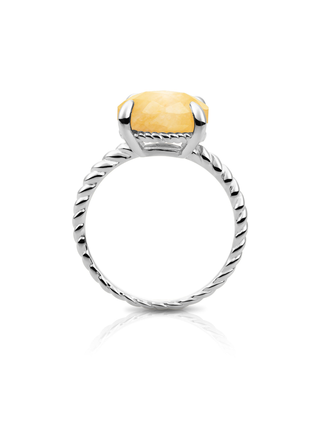 Twist Ring Yellow Jade Zilver