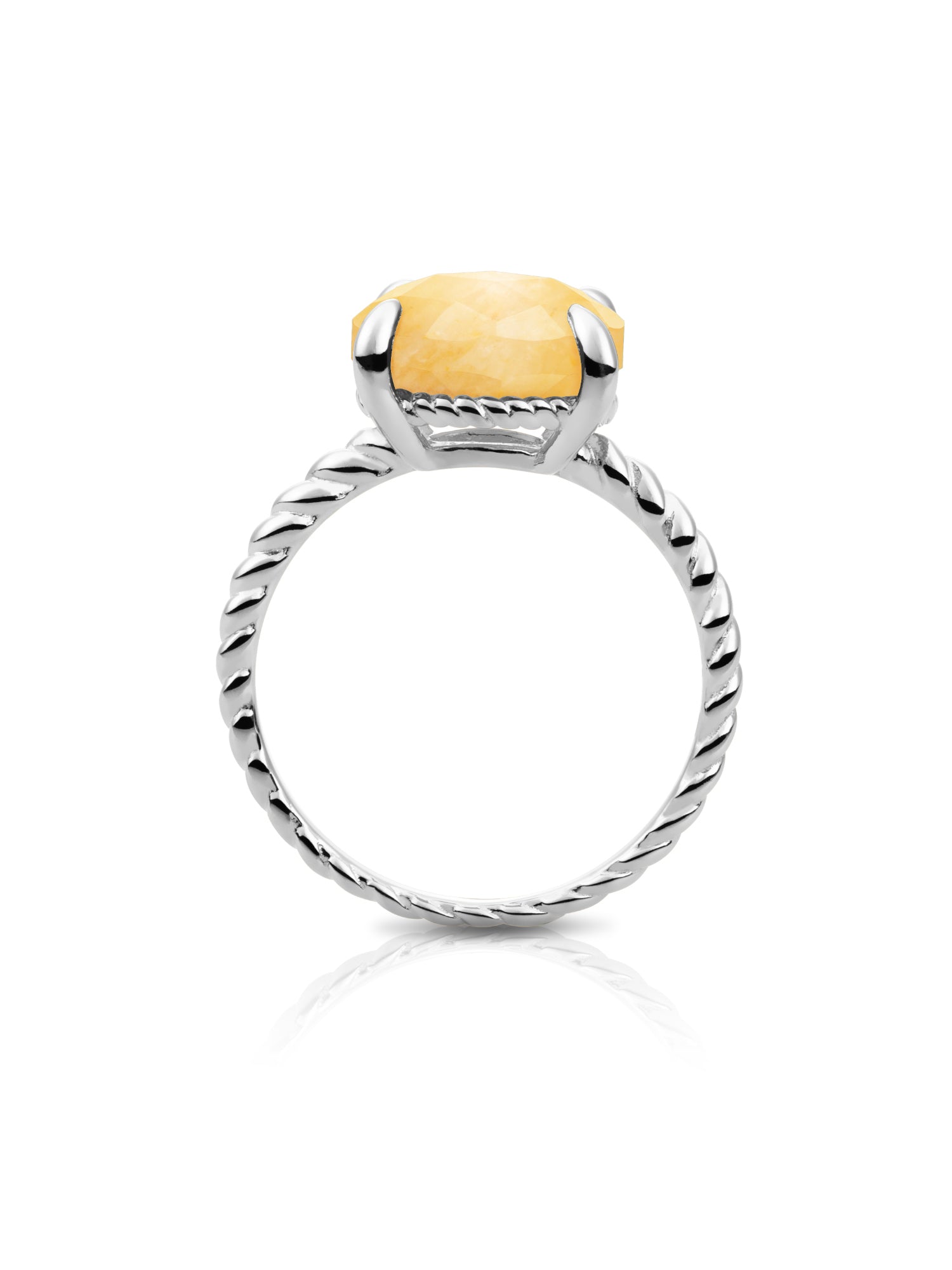 Twist Ring Yellow Jade Zilver