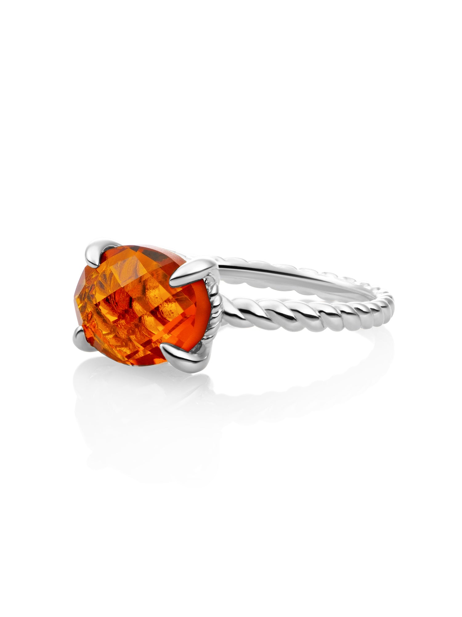 Twist Ring Citrine Quartz Zilver - 54