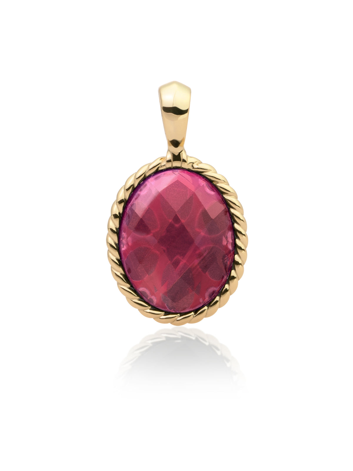 Twist Pendant Fuchsia Quartz - Gold Plated