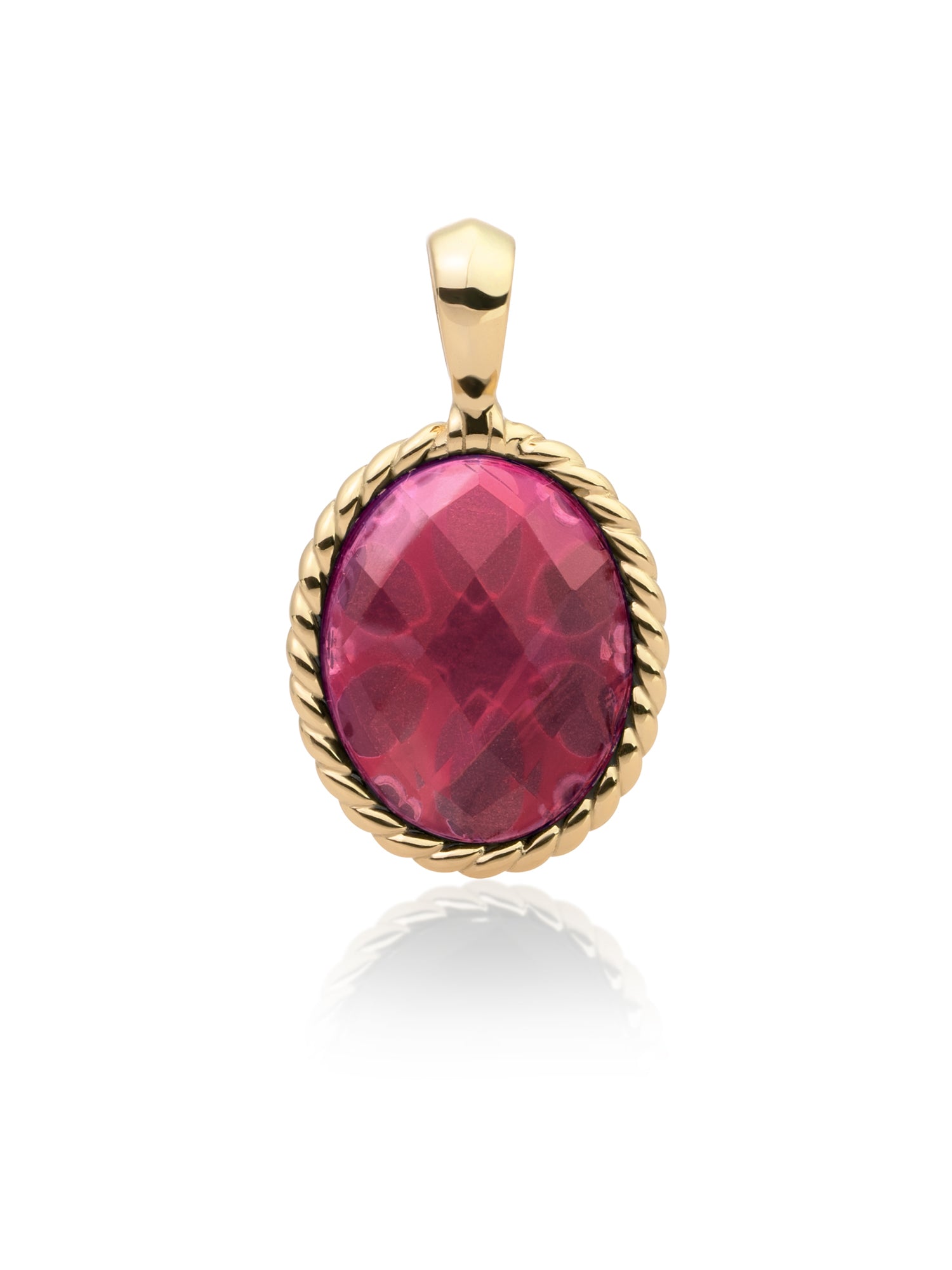 Twist Pendant Fuchsia Quartz - Gold Plated