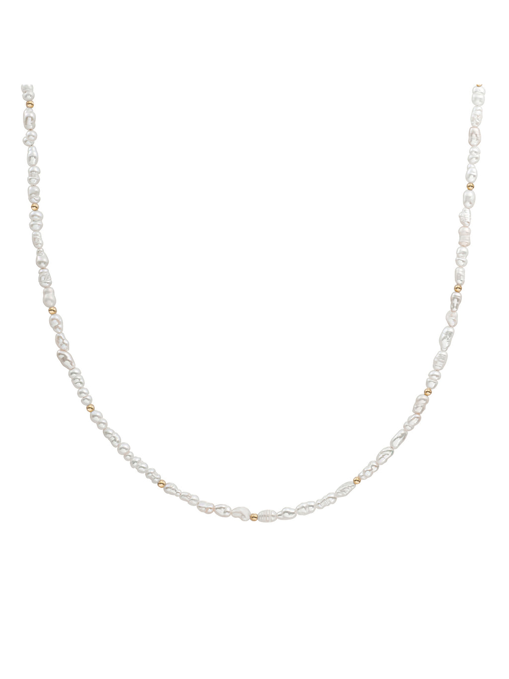 Kralen Ketting 2mm Pearl 42cm +2cm - Gold Plated