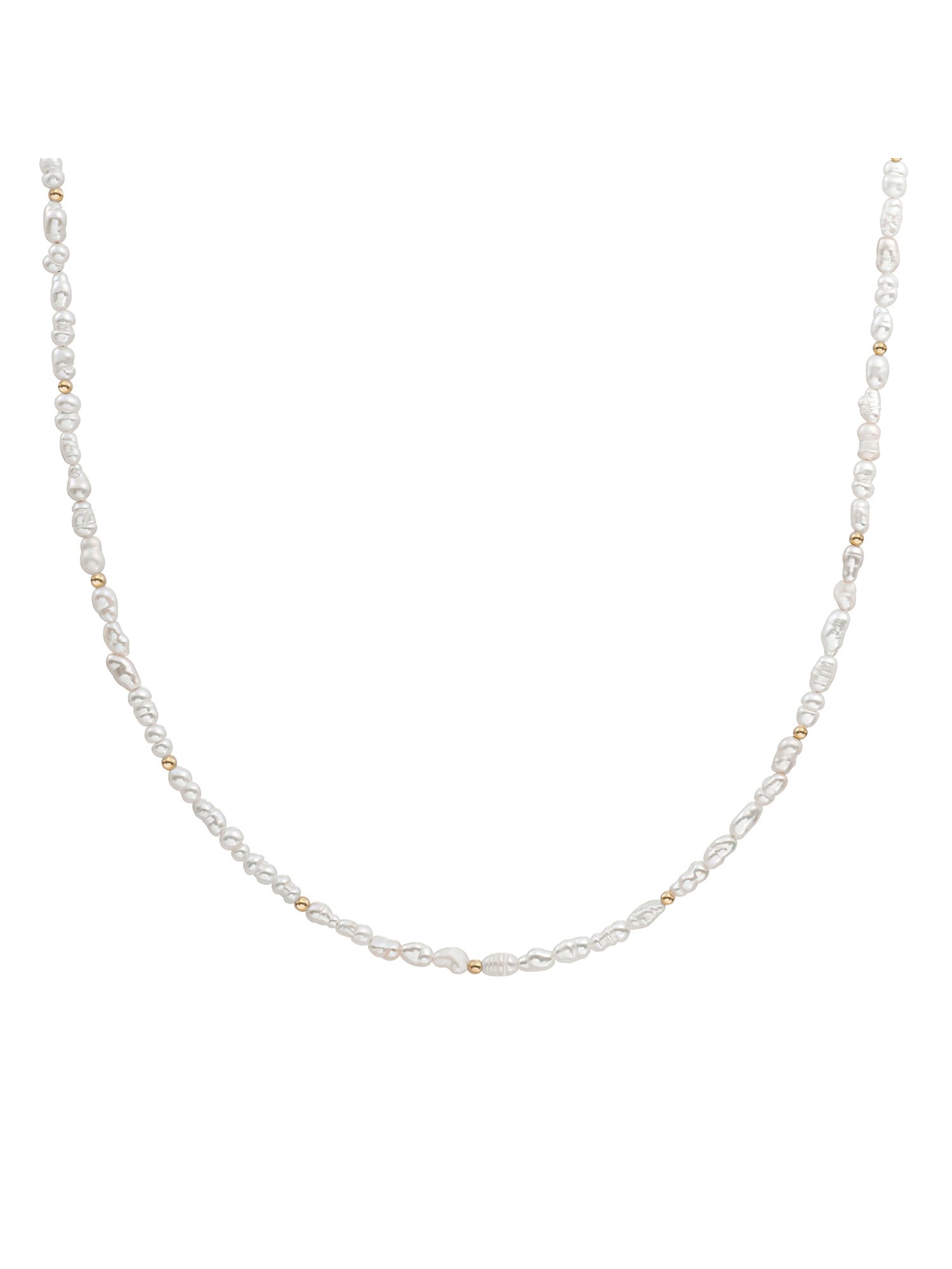 Kralen Ketting 2mm Pearl 42cm +2cm - Gold Plated