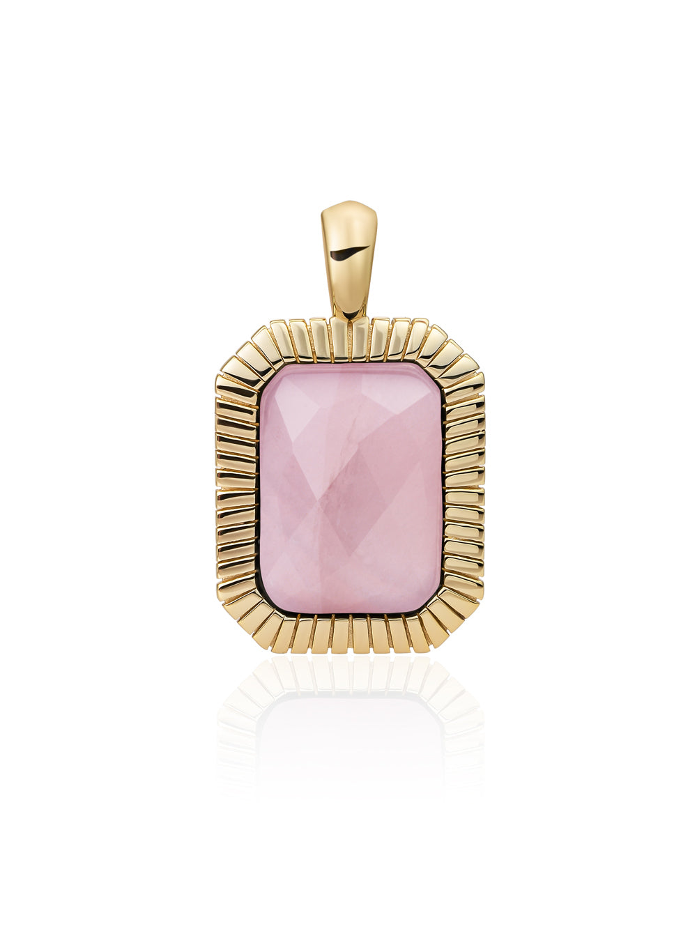 Baguette Pendant Rose Quartz - Gold Plated