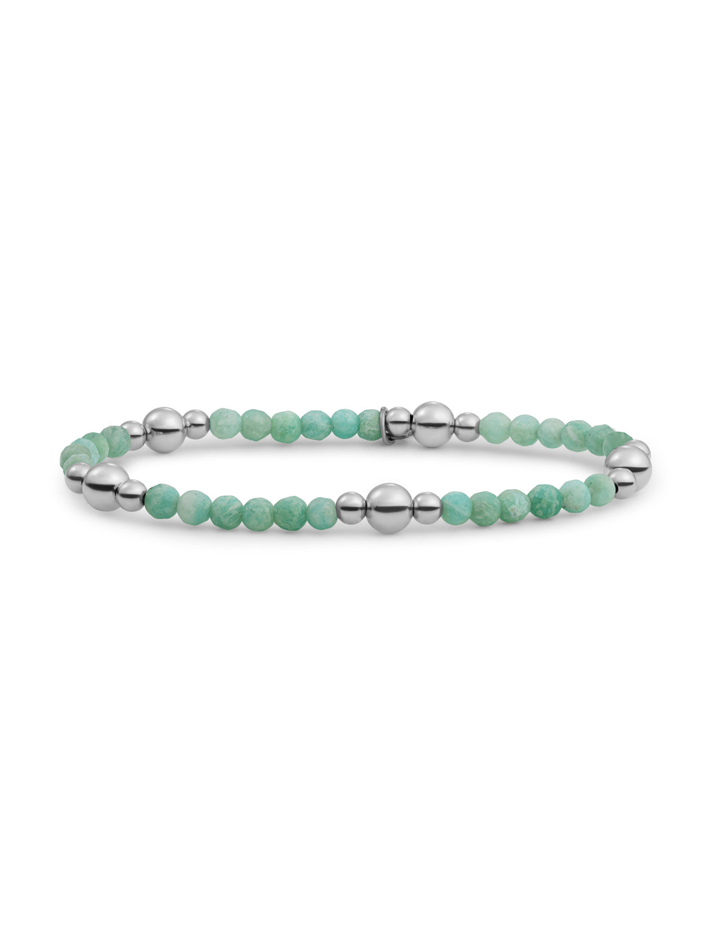 Bold Mix Armband Rich Green Amazonite - Rhodium Plated