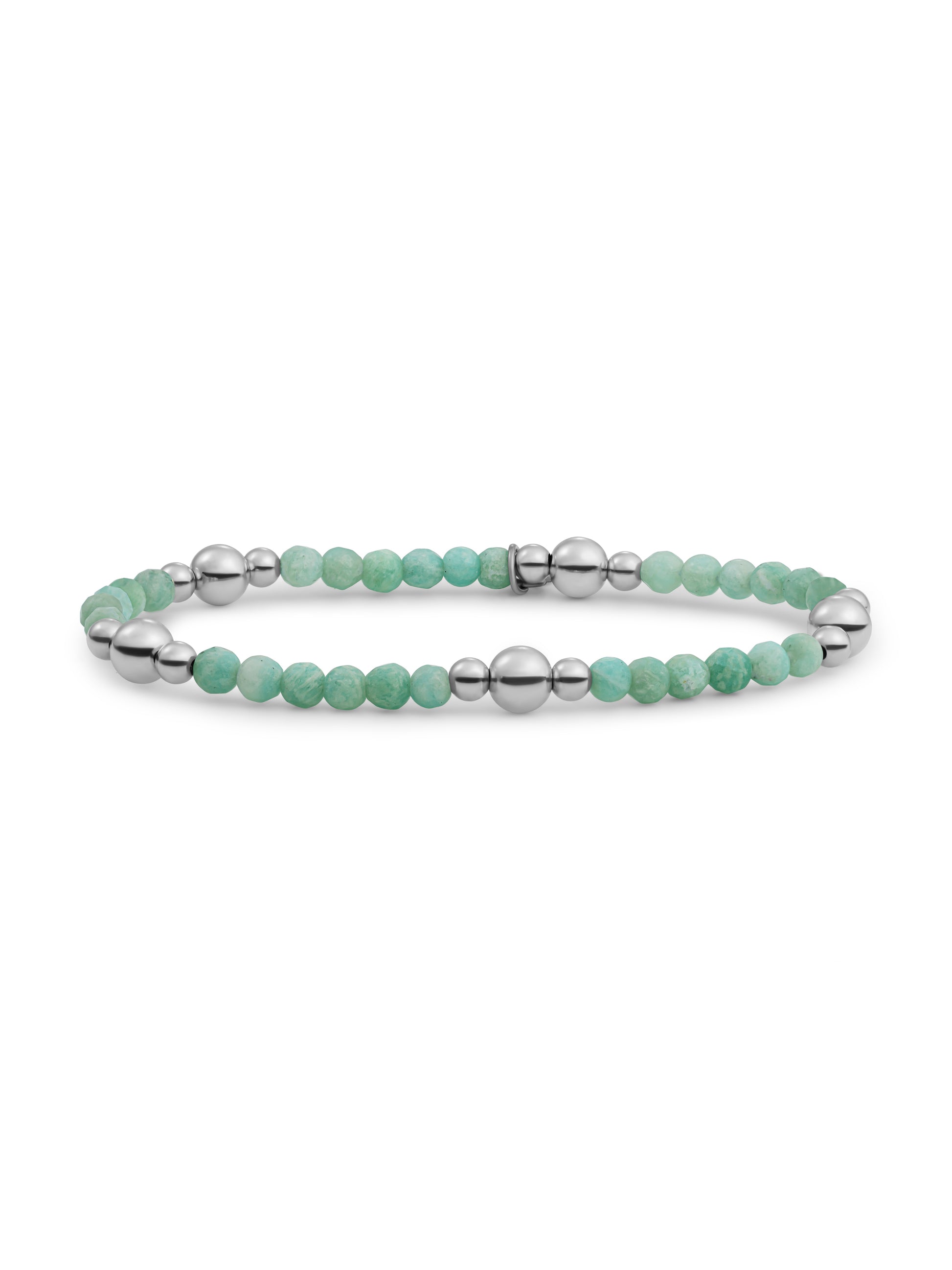 Bold Mix Armband Rich Green Amazonite - Rhodium Plated