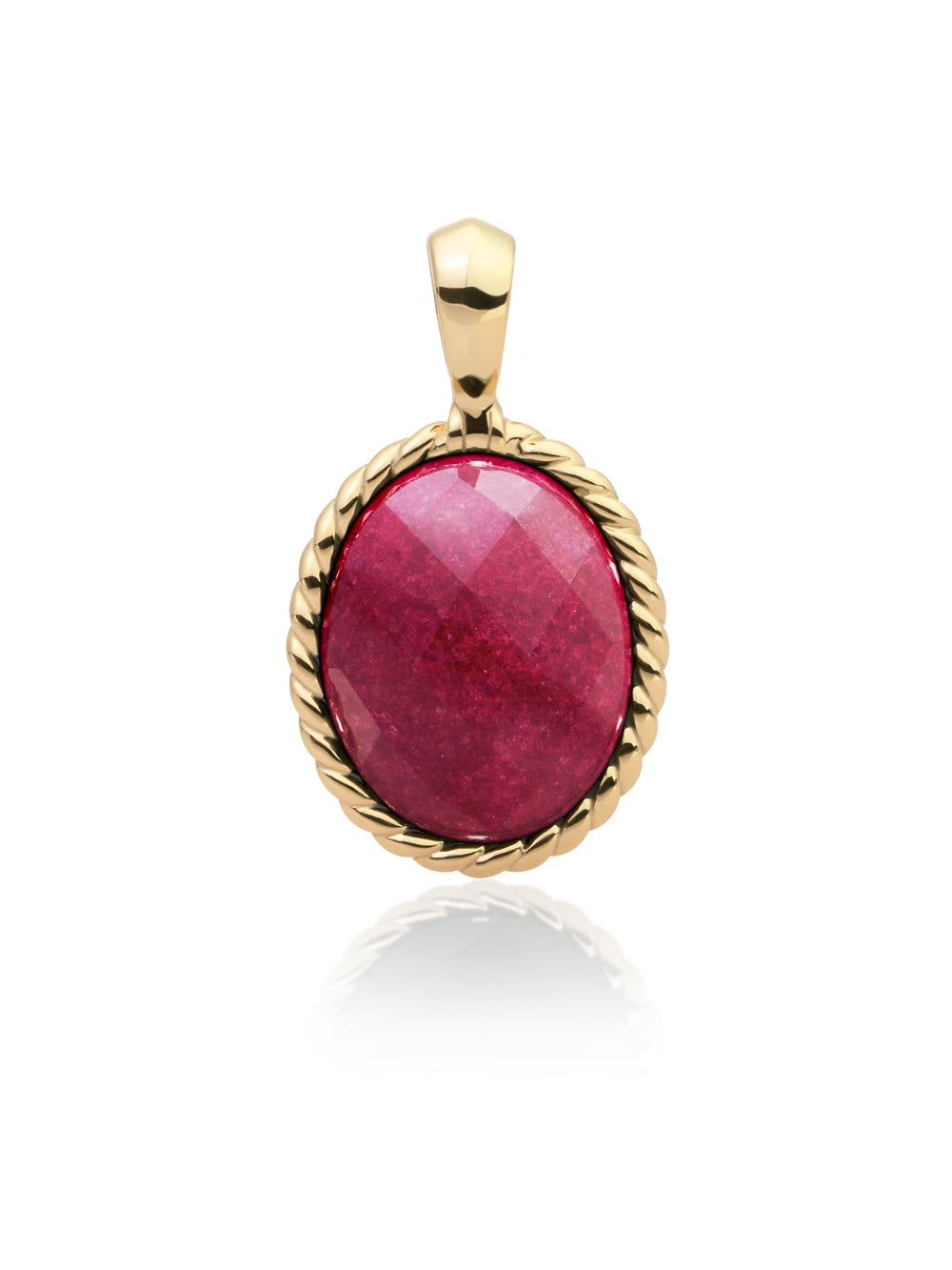 Twist Pendant Fuchsia Jade - Gold Plated