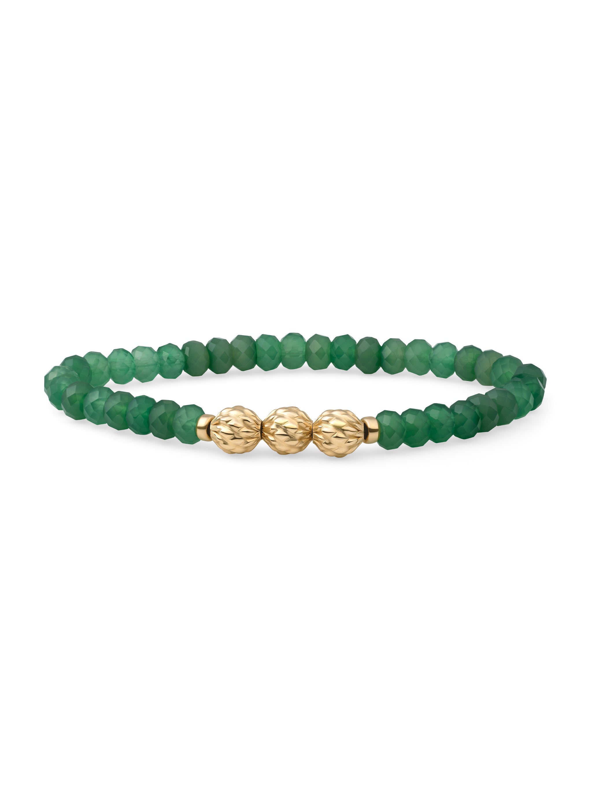 Fuse Beads Armband Green Onyx - Gold Plated