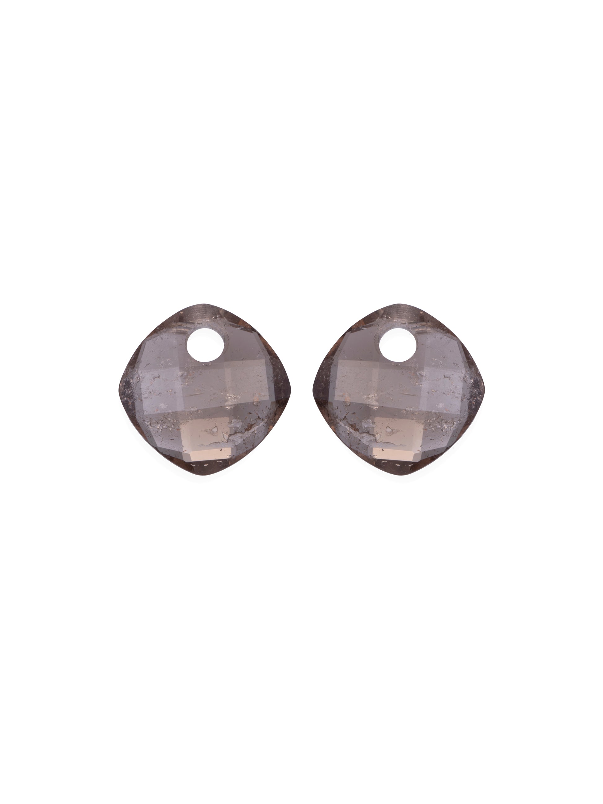 Oorbel Edelstenen Cushion Cut Smoky Quartz - Oorbel Edelstenen Cushion Cut Smoky Quartz
