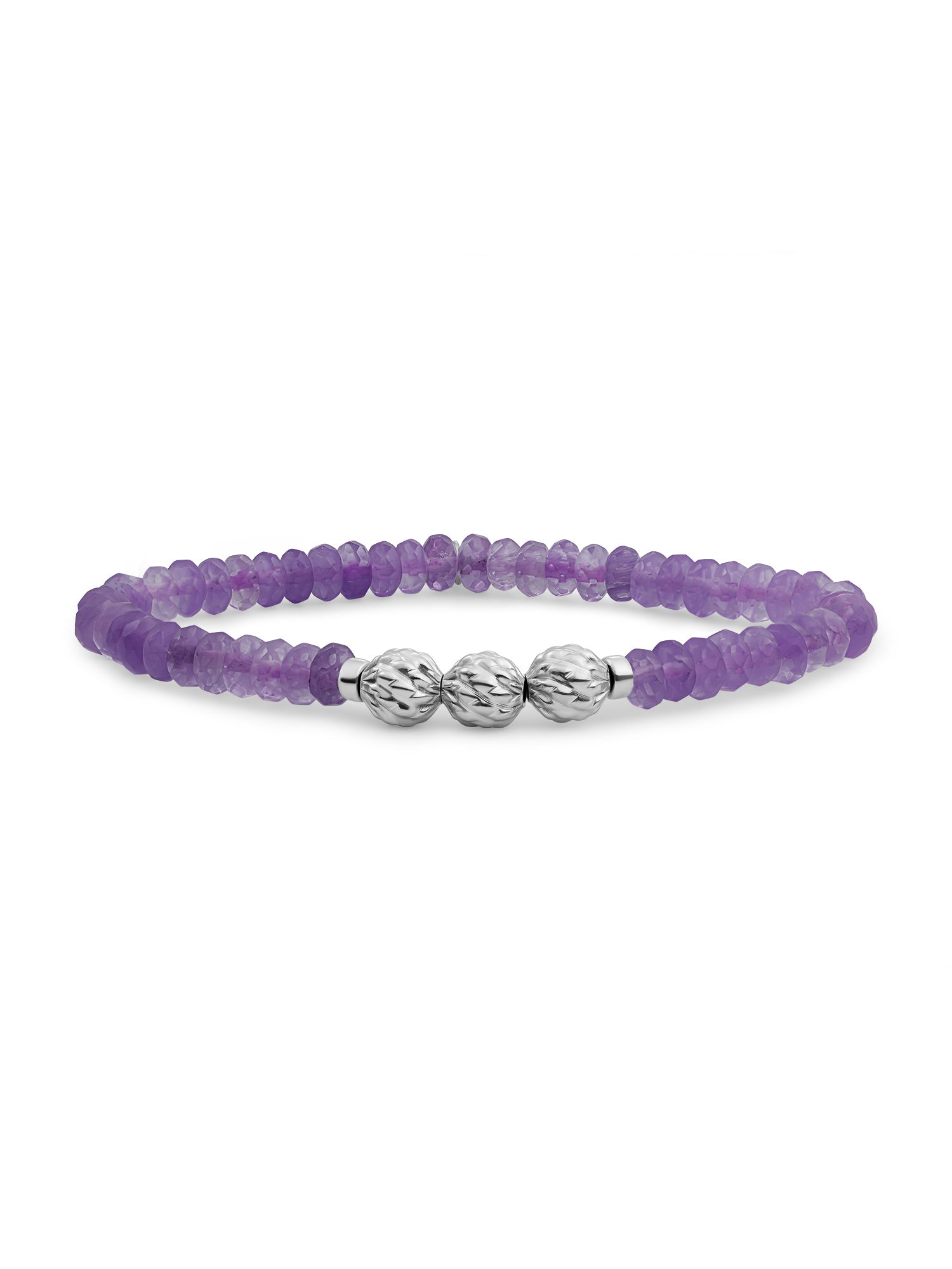 Fuse Beads Armband Amethyst - Rhodium Plated