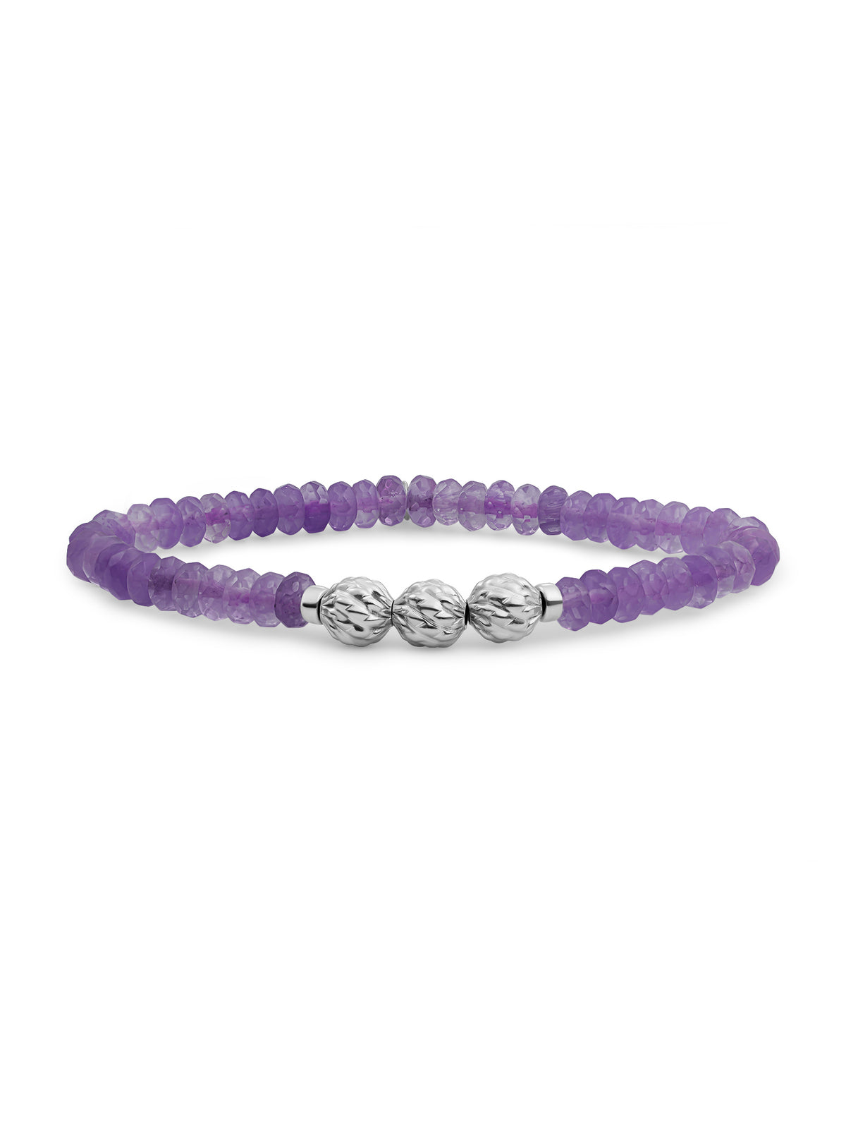 Fuse Beads Armband Amethyst - Rhodium Plated